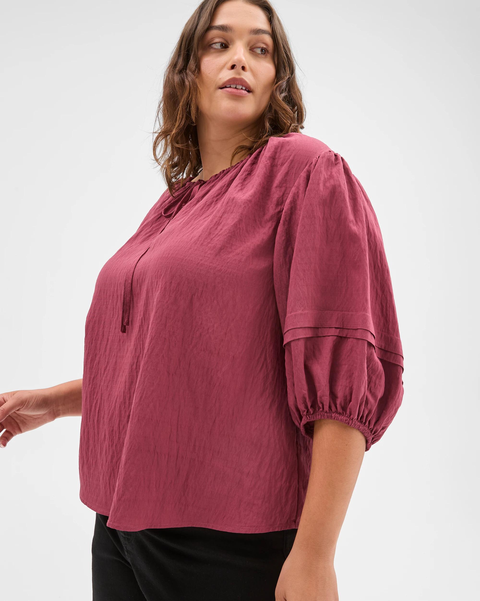6 Target Curve Plus Size 3/4 Balloon Sleeve Blouse MULBERRY, 6 of 7