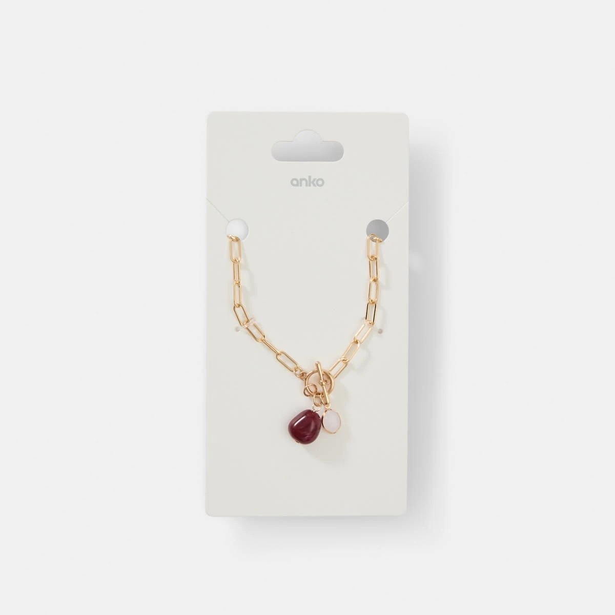 4 Link Necklace with Bead Charm - Gold Tone, 4 of 4