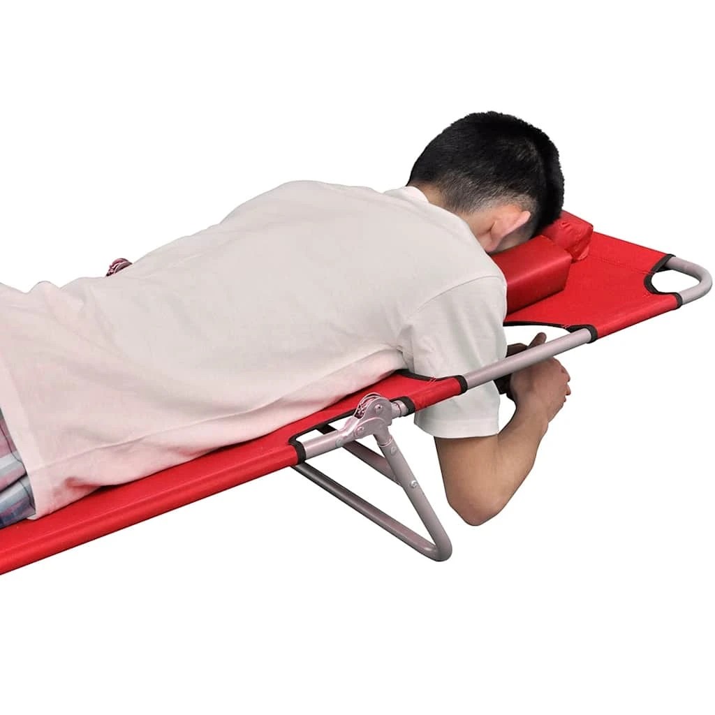 4 vidaXL Sun Lounger Foldable - Red, 4 of 7