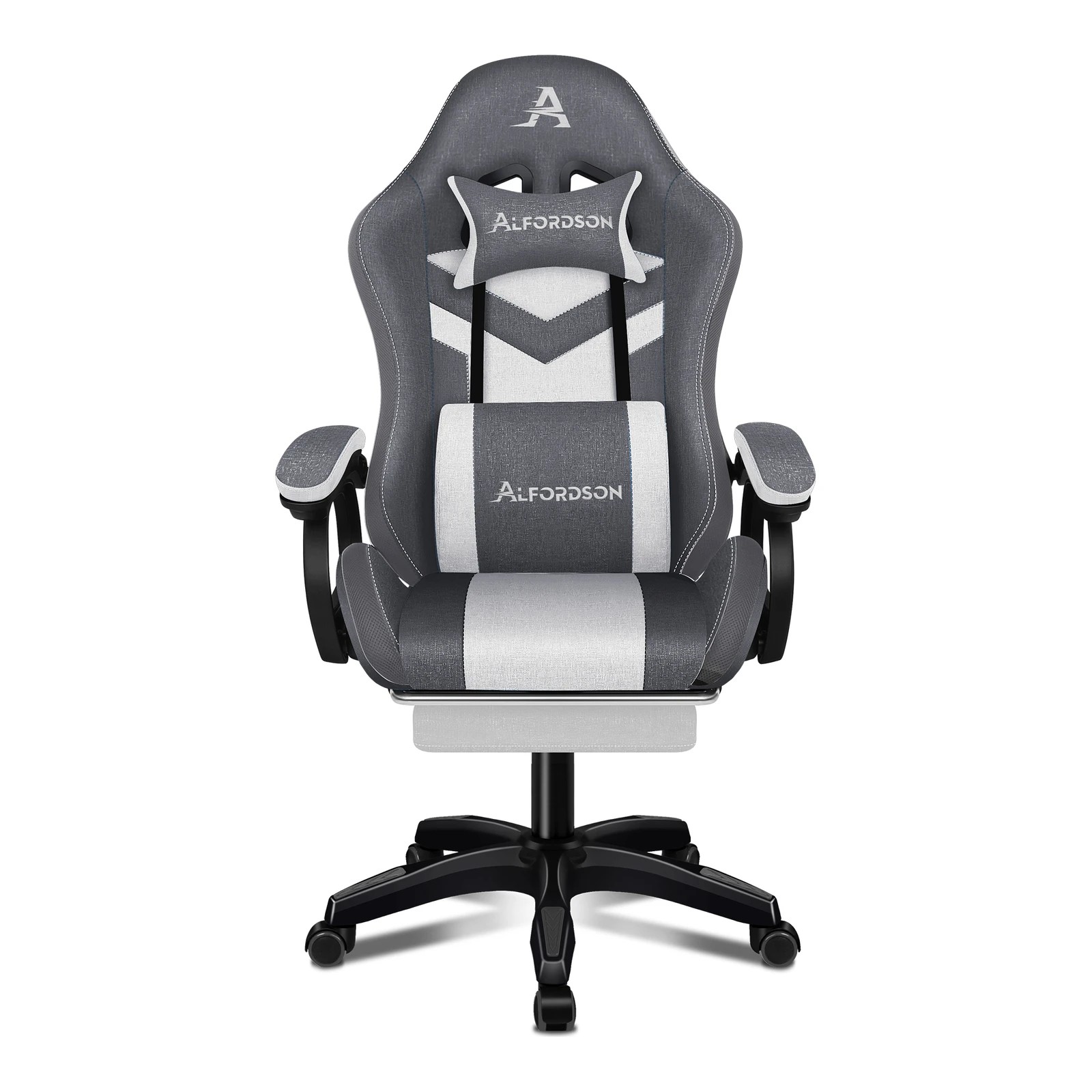7 Alfordson Gaming Chair Office 12 RGB LED Massage Computer Fabric Seat - Grey, 7 of 10