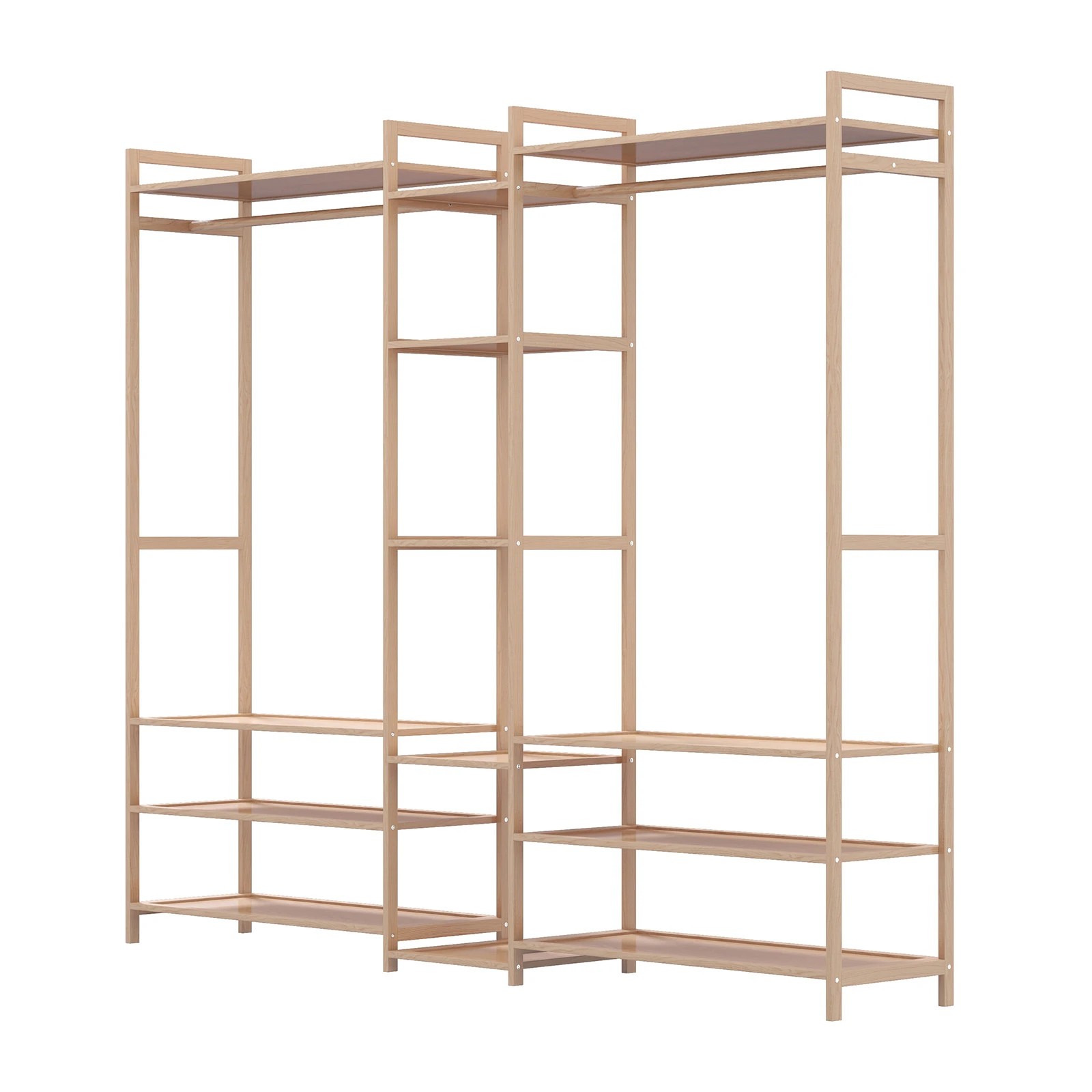 5 Milano Décor Multifunctional Bamboo Clothes Rack Storage Stand Organiser - Brown, 5 of 10