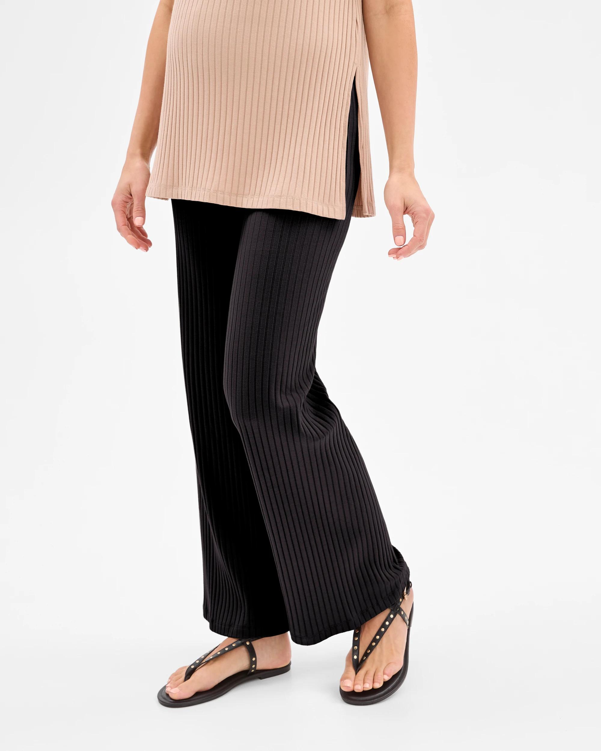 3 Target Maternity Over The Belly Rib Knit Lounge Pants BLACK, 3 of 7