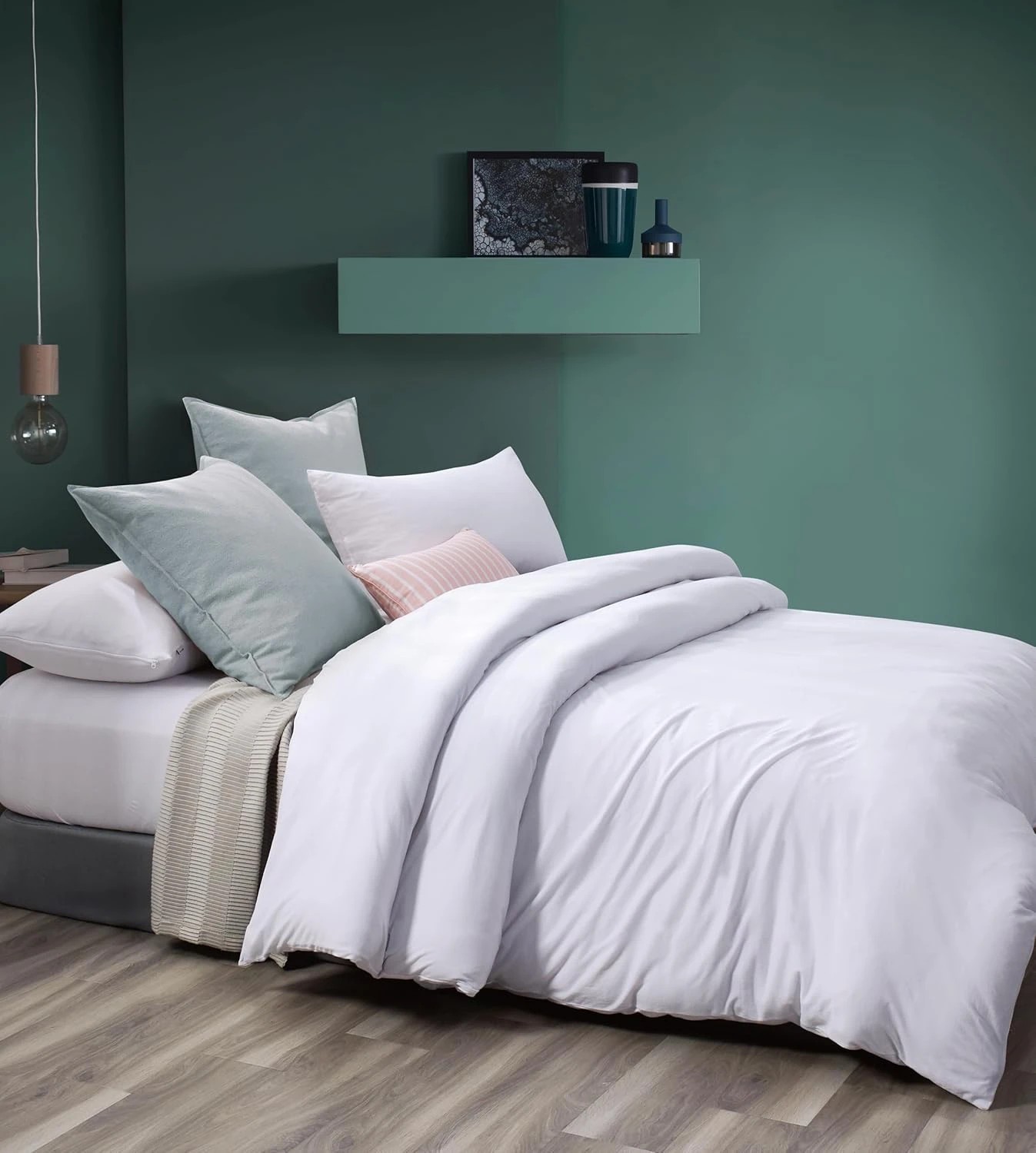 2 Gioia Casa Jersey Cotton Quilt Cover Set Soft Breathable Stretchy - Super King Bed - White, 2 of 6