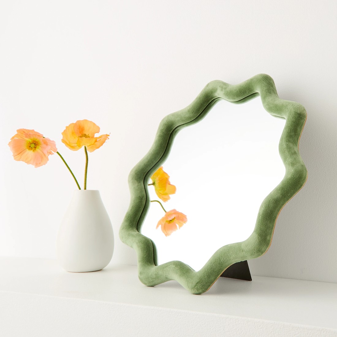2 40cm Frankie Velvet Mirror - Green, 2 of 8