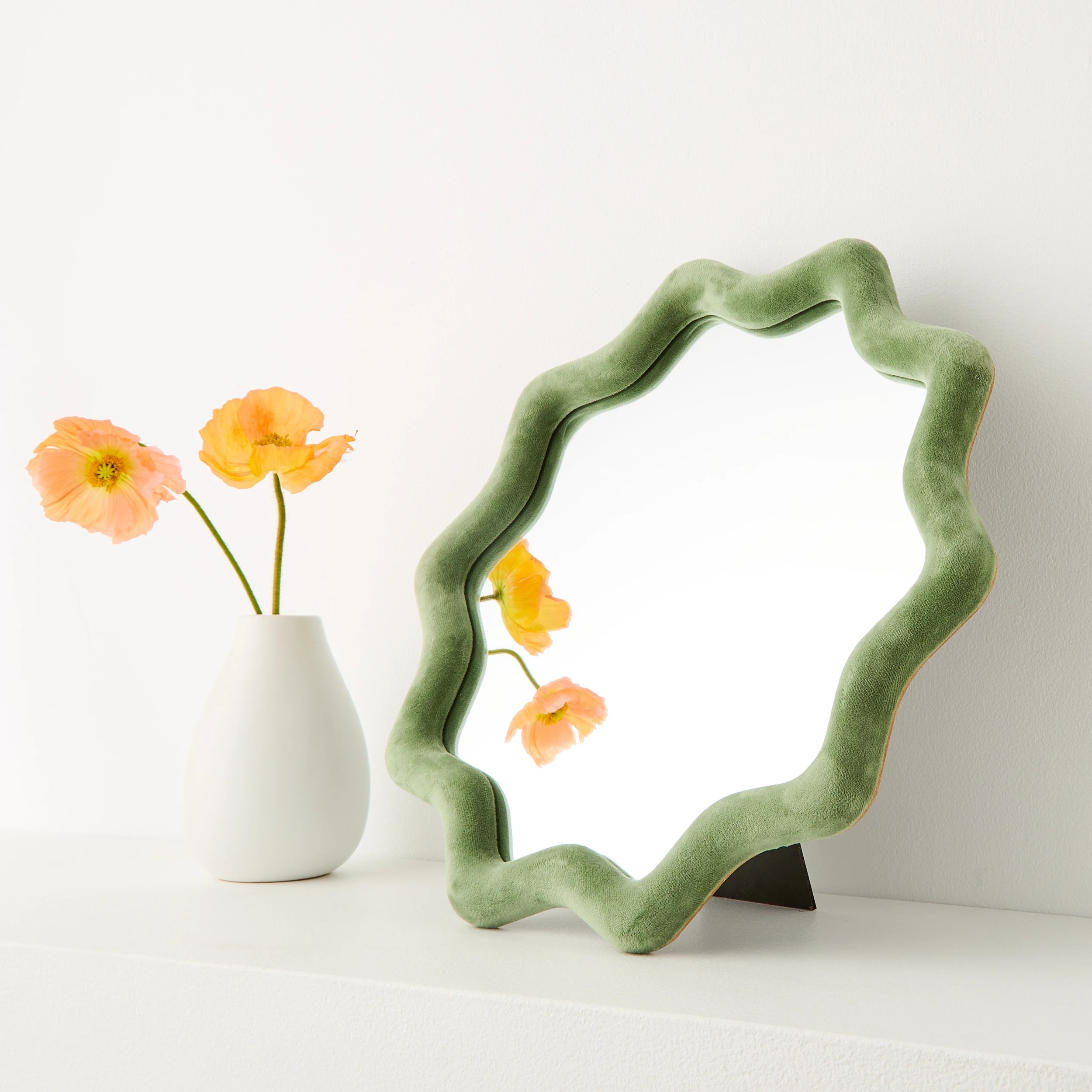 2 40cm Frankie Velvet Mirror - Green, 2 of 8