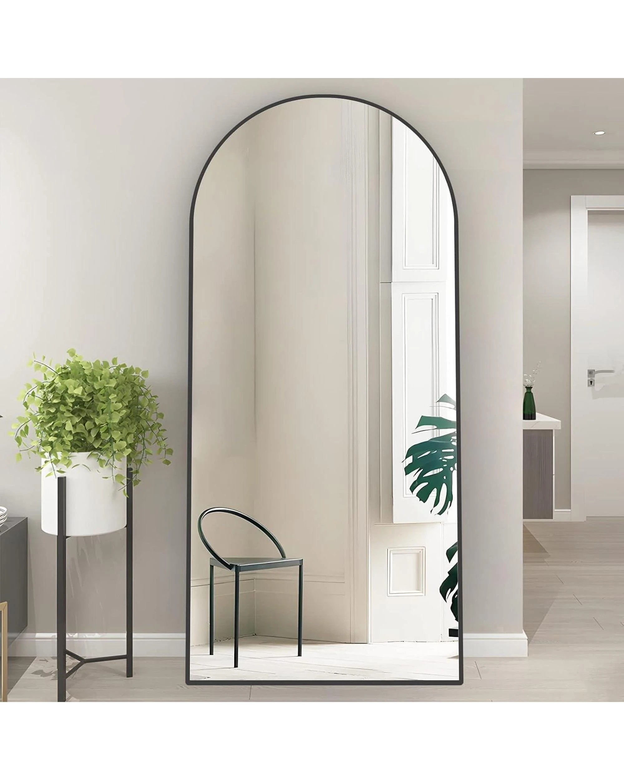 6 OAKORY 165x60cm Arched Full Length Mirror, Floor Mirror for Bedroom Living Room Entry Black - Black, 6 of 8