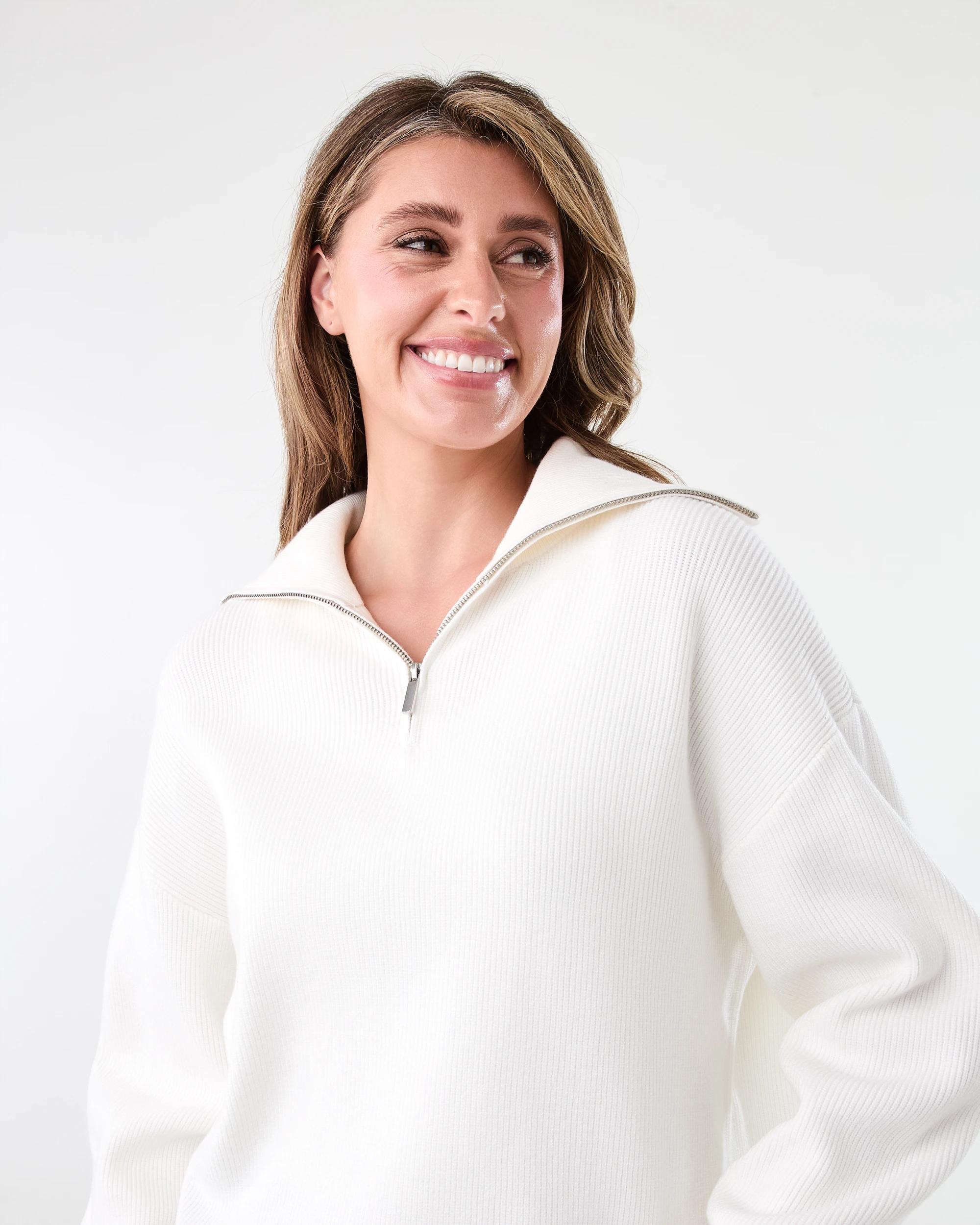 4 Ribbed Zip Through Jumper Cld White, 4 of 8