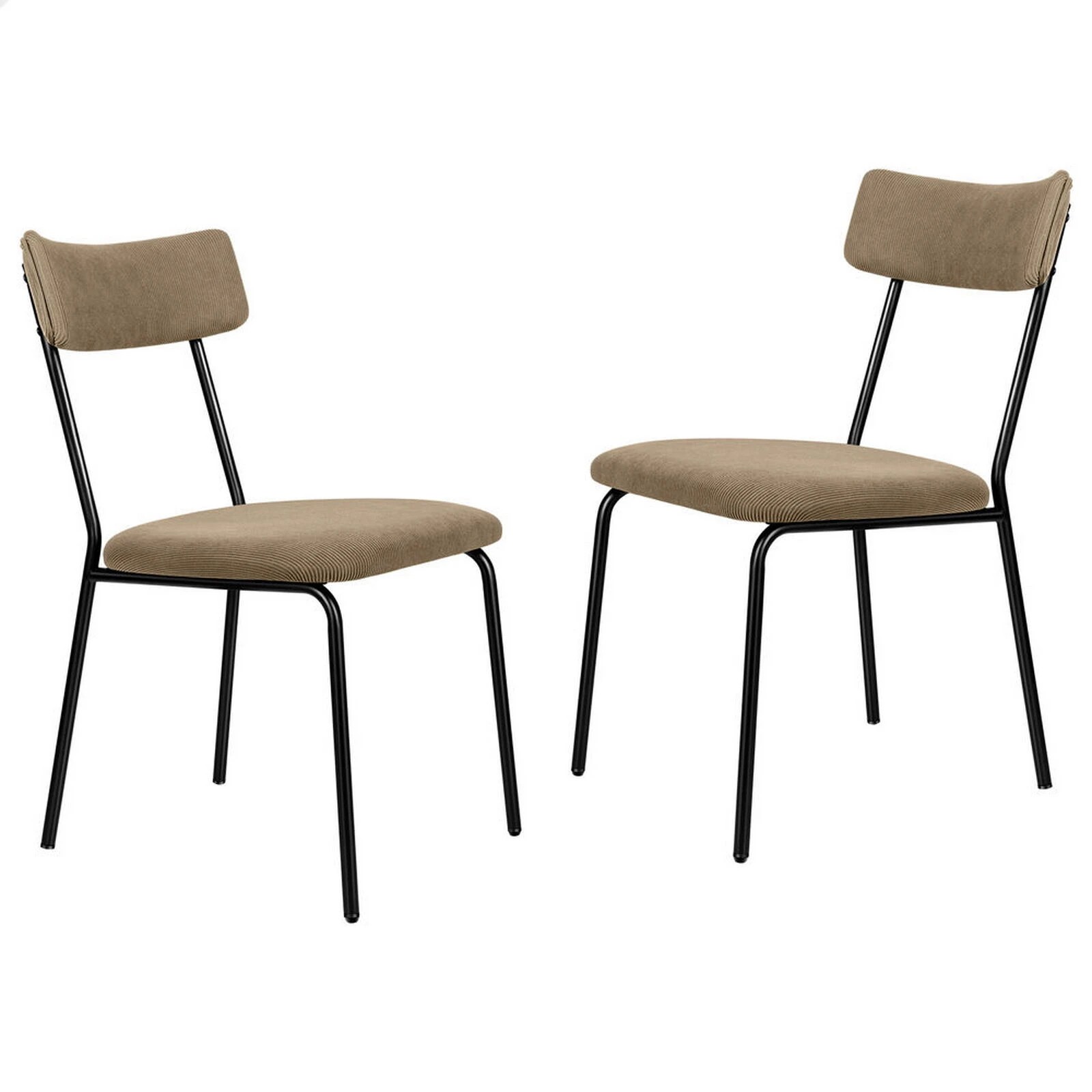 1 Alfordson 2x Dining Chairs Accent Kitchen Lounge Curved Backrest Corduroy - Khaki, 1 of 10