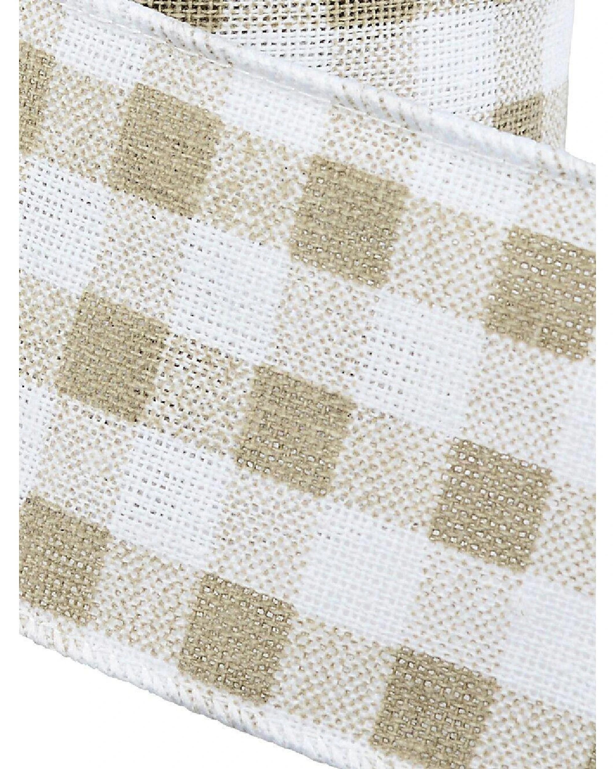 Christmas Warehouse Wired White Hessian Ribbon With Olive Green Tartan ...