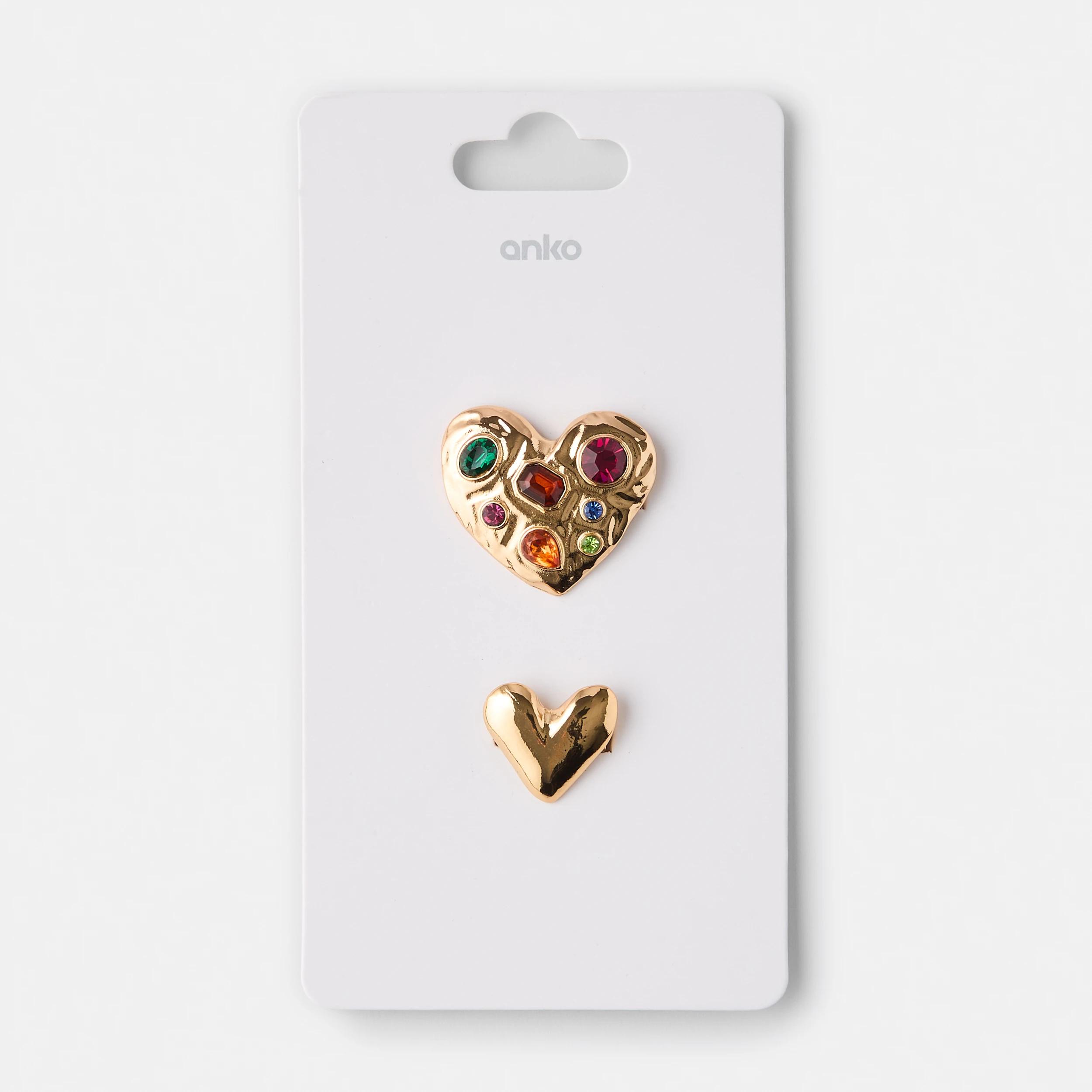 4 2 Pack Heart Brooch - Gold Tone Gold, 4 of 4
