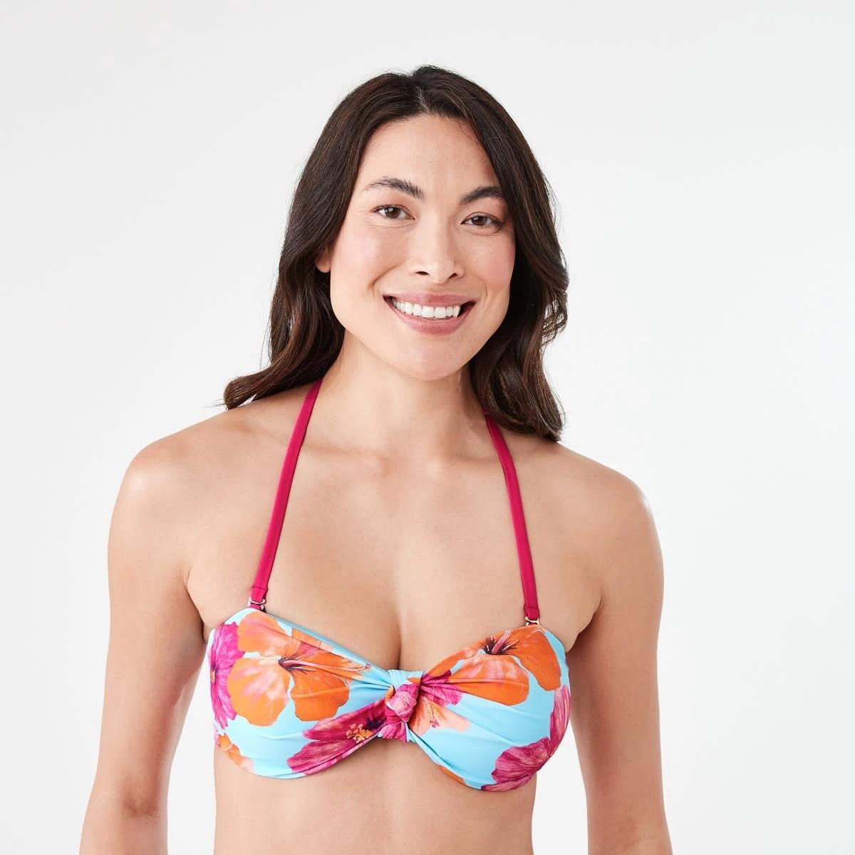 1 Bandeau Bikini Top HOT TROP CLEAR AQUA, 1 of 10