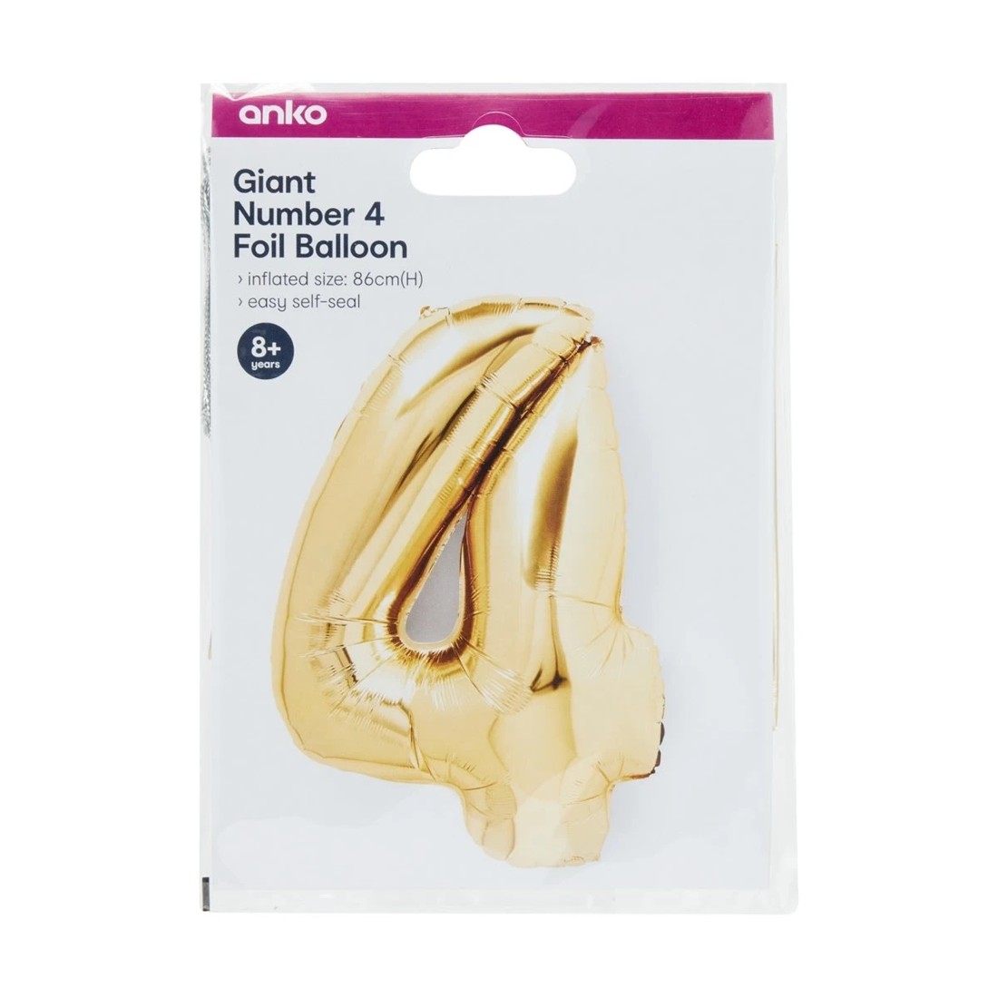 5 Gold Look Giant Number 4 Foil Balloon, 5 of 5