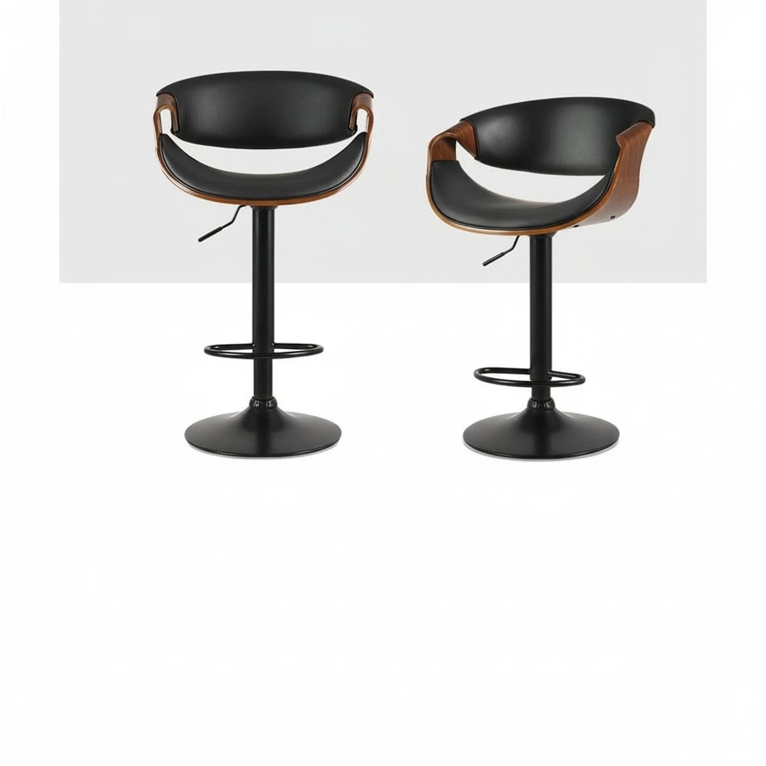 4 Artiss Bar Stools Gas Lift Leather w/Armrest - Black, 4 of 6