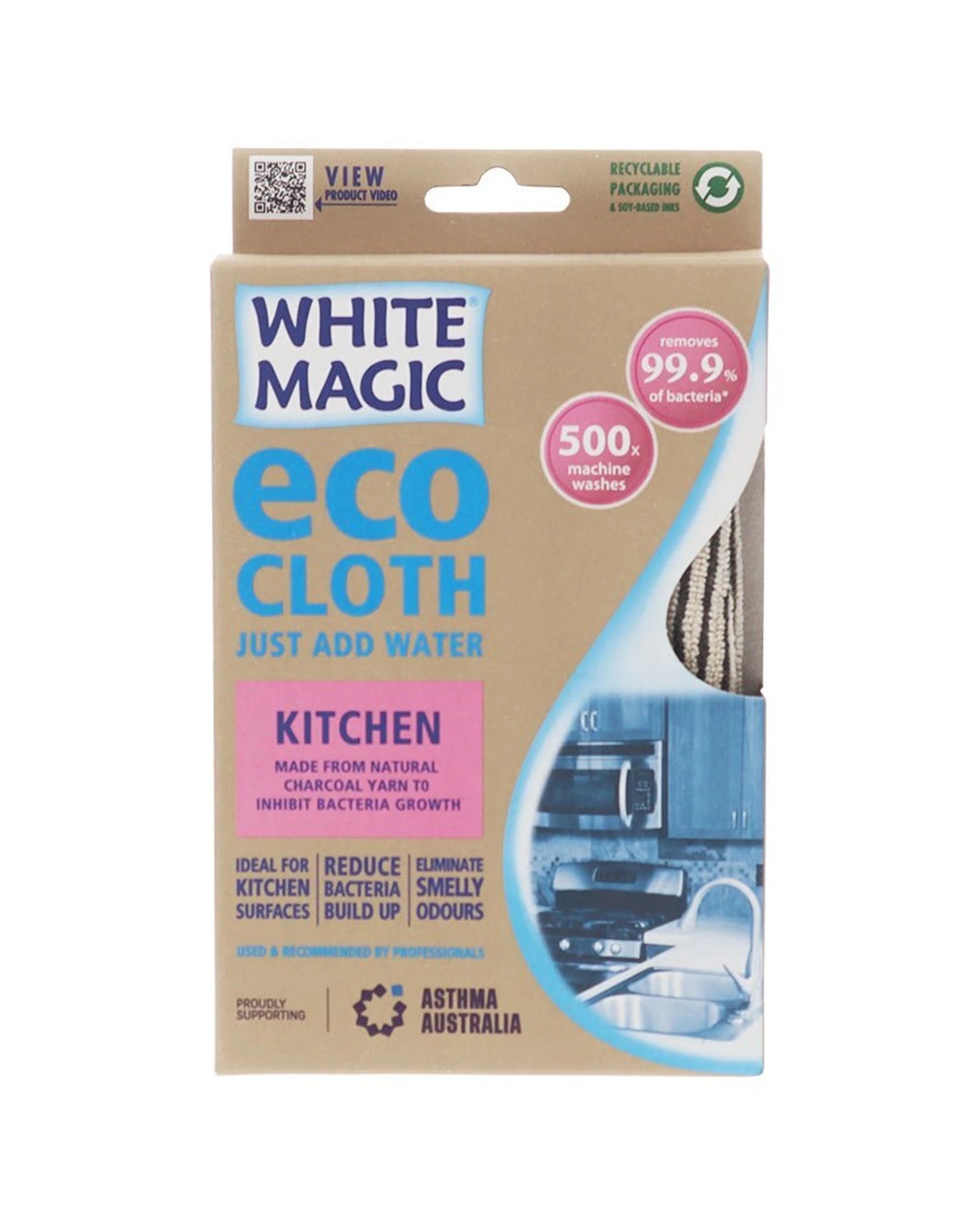 2 White Magic Eco Cloth Kitchen Surface Cleaner Charcoal Yarn Bacteria Inhib - Grey, 2 of 4