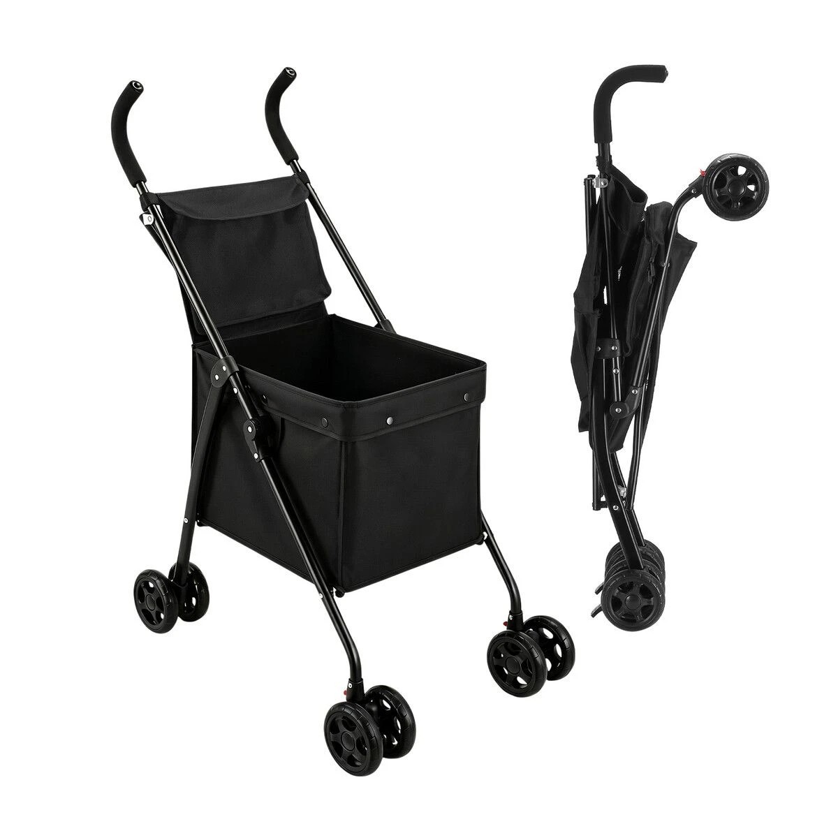 1 Ausway Lightweight Foldable Shopping Trolley with 35kg Capacity Twin Brakes & Water Resistant Storage Bag, 1 of 4