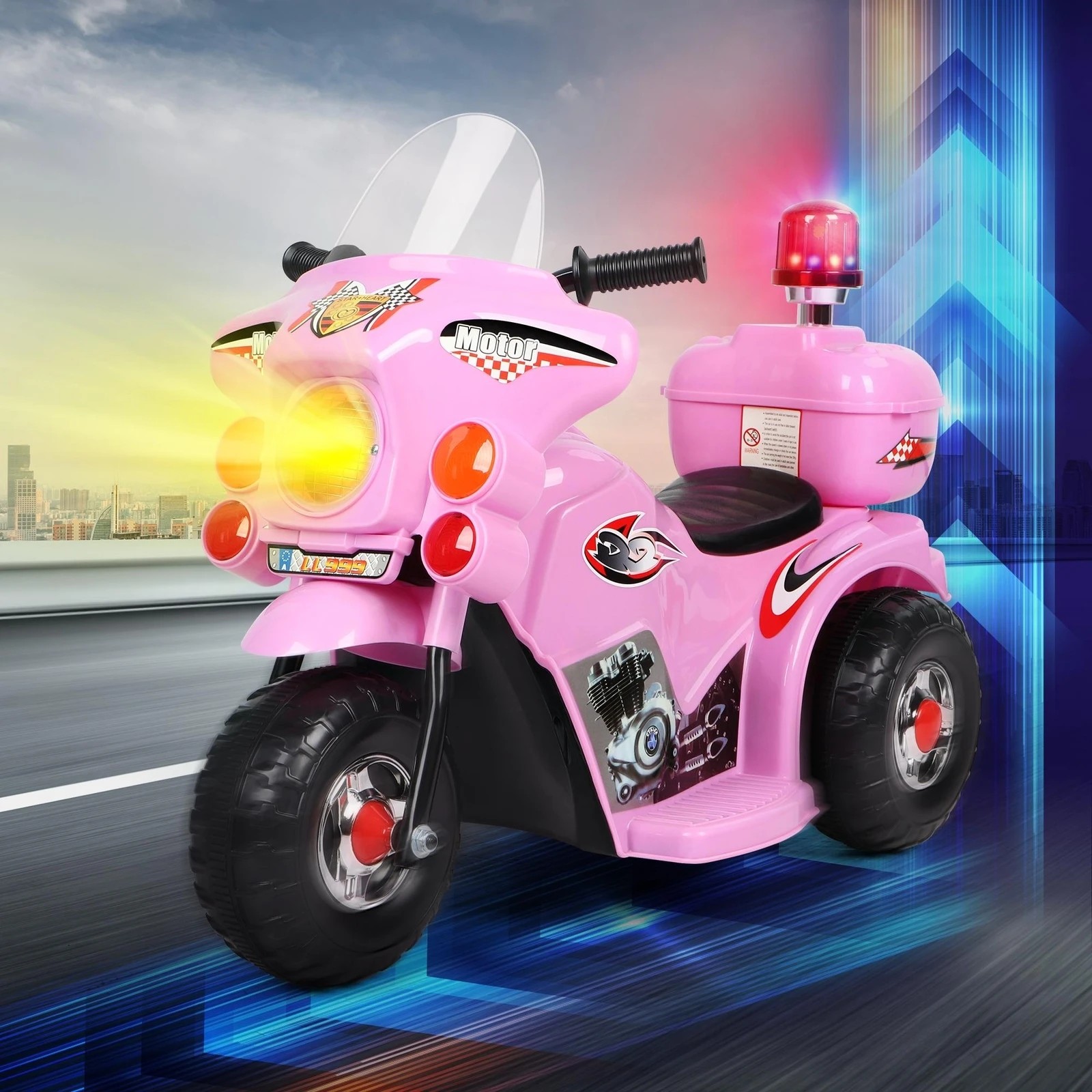 3 Alfordson Kids Ride On Car Police Motorcycle 6V Electric Toy 25W Motor MP3 - Pink, 3 of 9