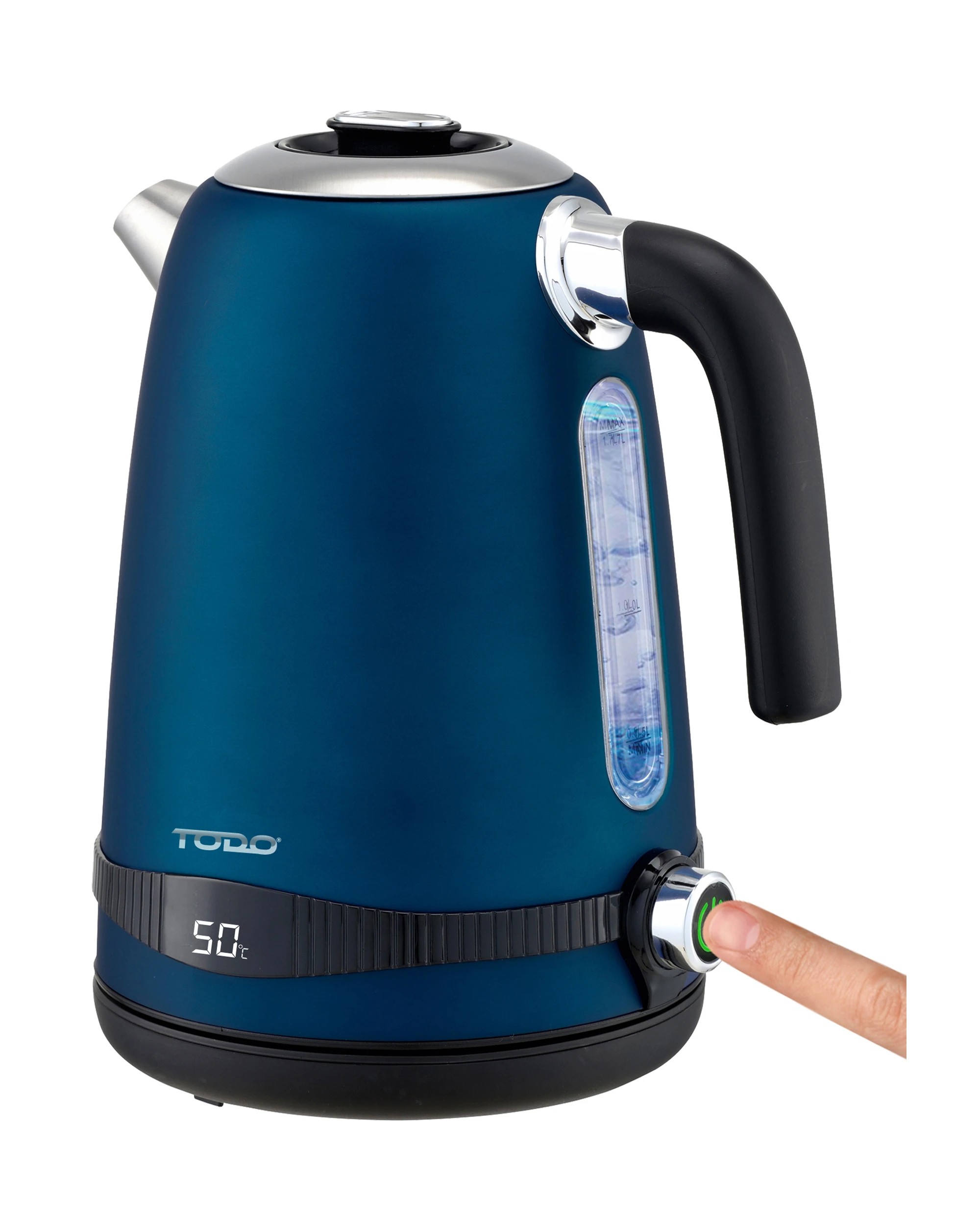 3 TODO 1.7L Stainless Steel Cordless Kettle Keep Warm Electric Led Water Jug - Blue, 3 of 6