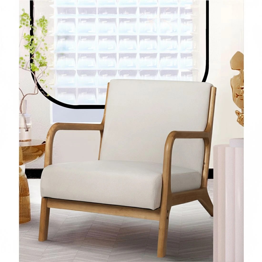 3 Artiss 2X Armchair Faux Fabric - White, 3 of 5