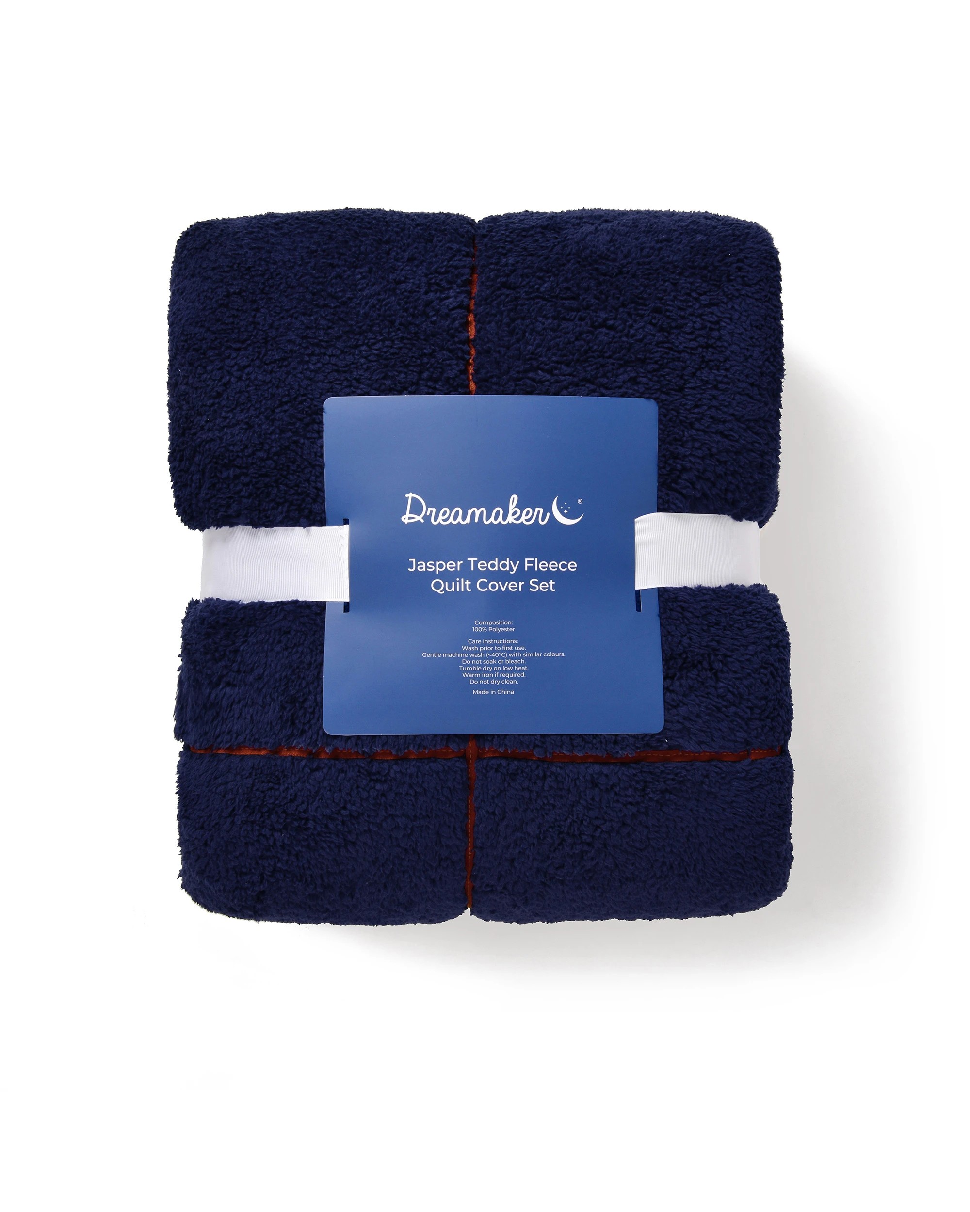 8 Dreamaker Jasper Teddy Fleece Quilt Cover Set - King Bed - Midnight Blue, 8 of 8