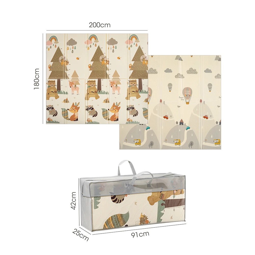 2 Playpals Kids Play Mat Foldable Crawling Pad Non-slip Foam Floor Mat 2CM Thick - Multi, 2 of 2