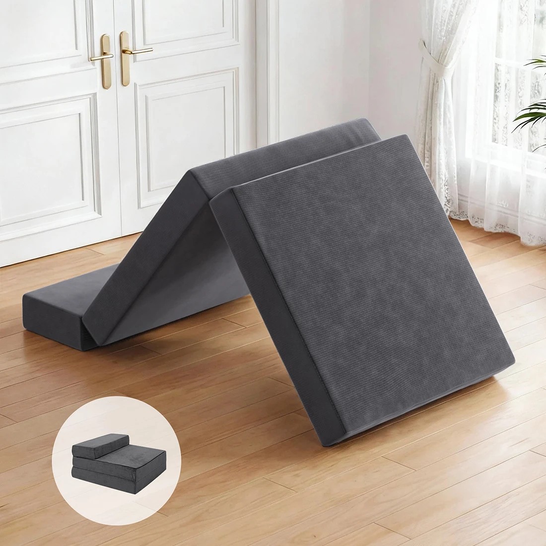 1 Giselle Bedding Foldable Mattress Folding Foam Bed Mat - Single Bed - Grey, 1 of 9