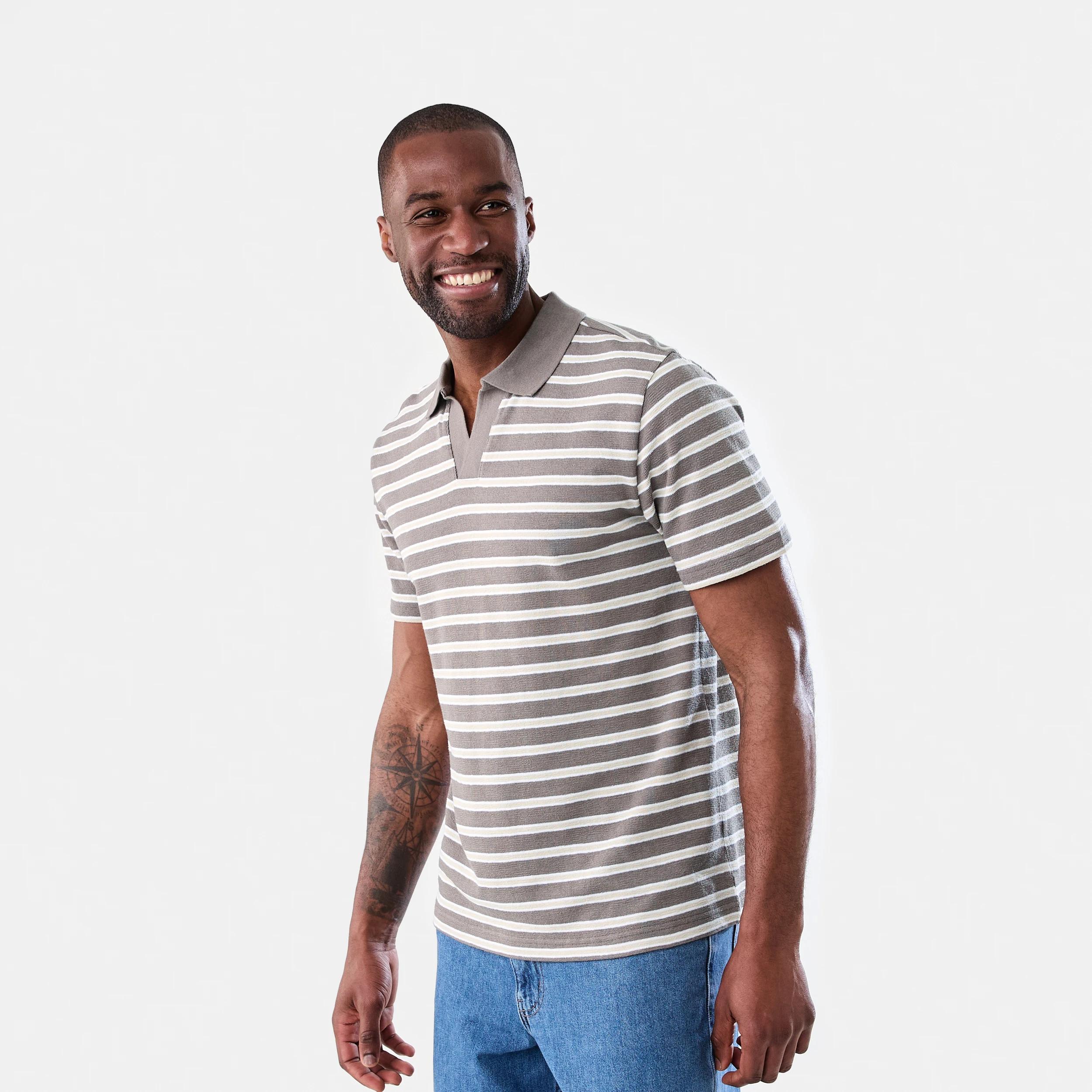 2 Textured Stripe Polo Shirt DRIFT WOOD STRIPE, 2 of 6