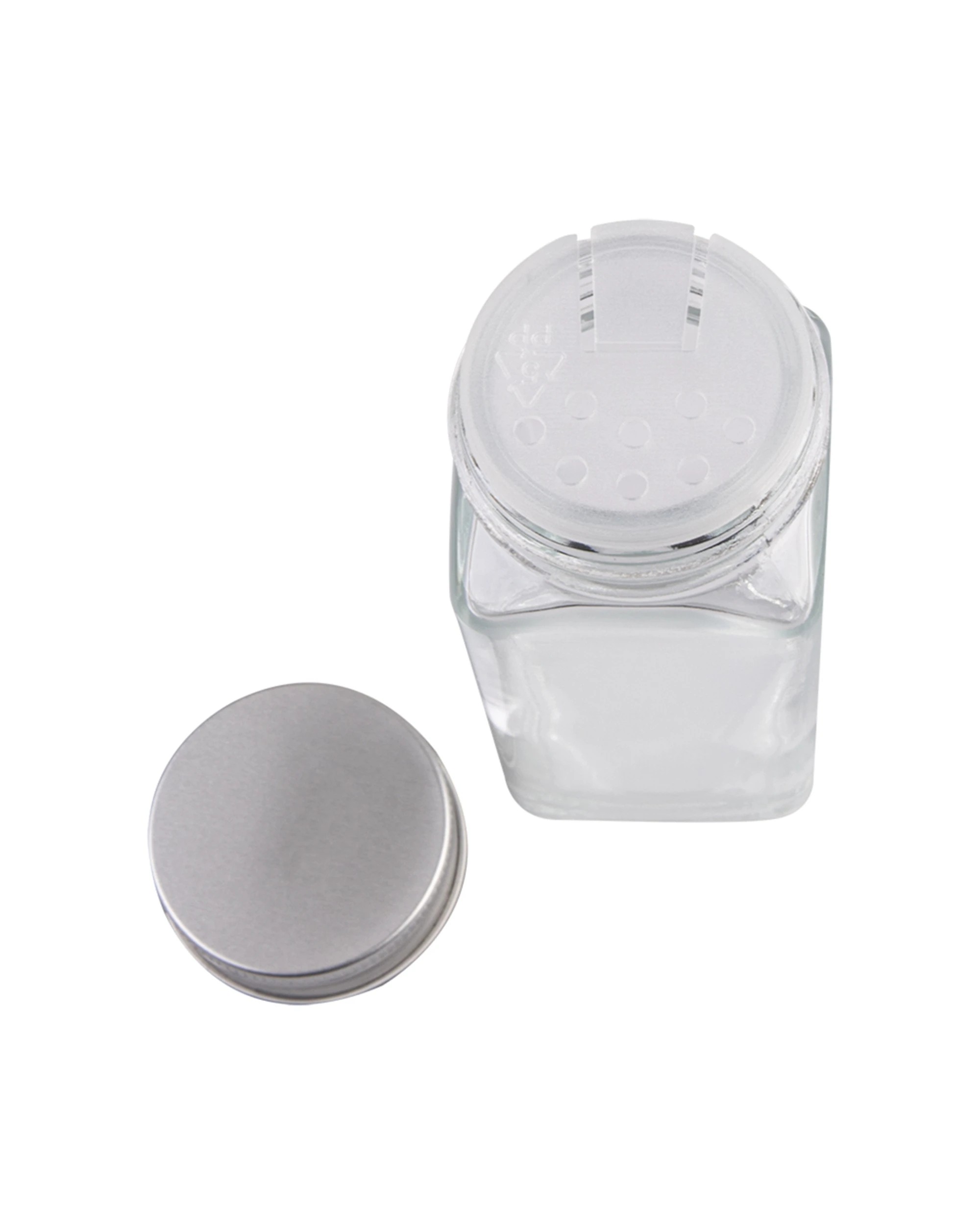 3 Appetito Square Glass Spice Jar Metal Lid Kitchen Organiser 115ml - Clear, 3 of 4