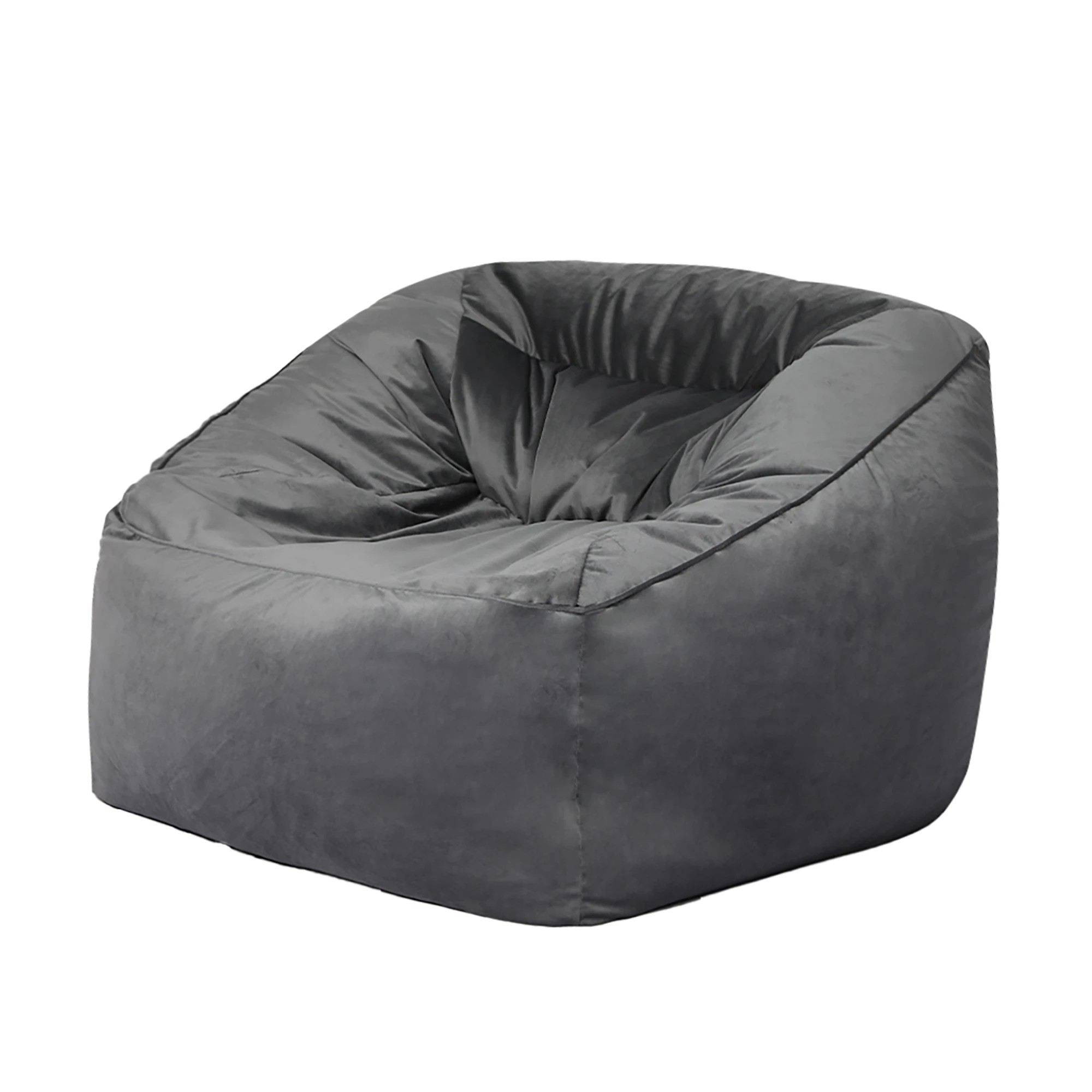 1 Marlow Bean Bag Soft Velvet  Cover Only - Grey, 1 of 6