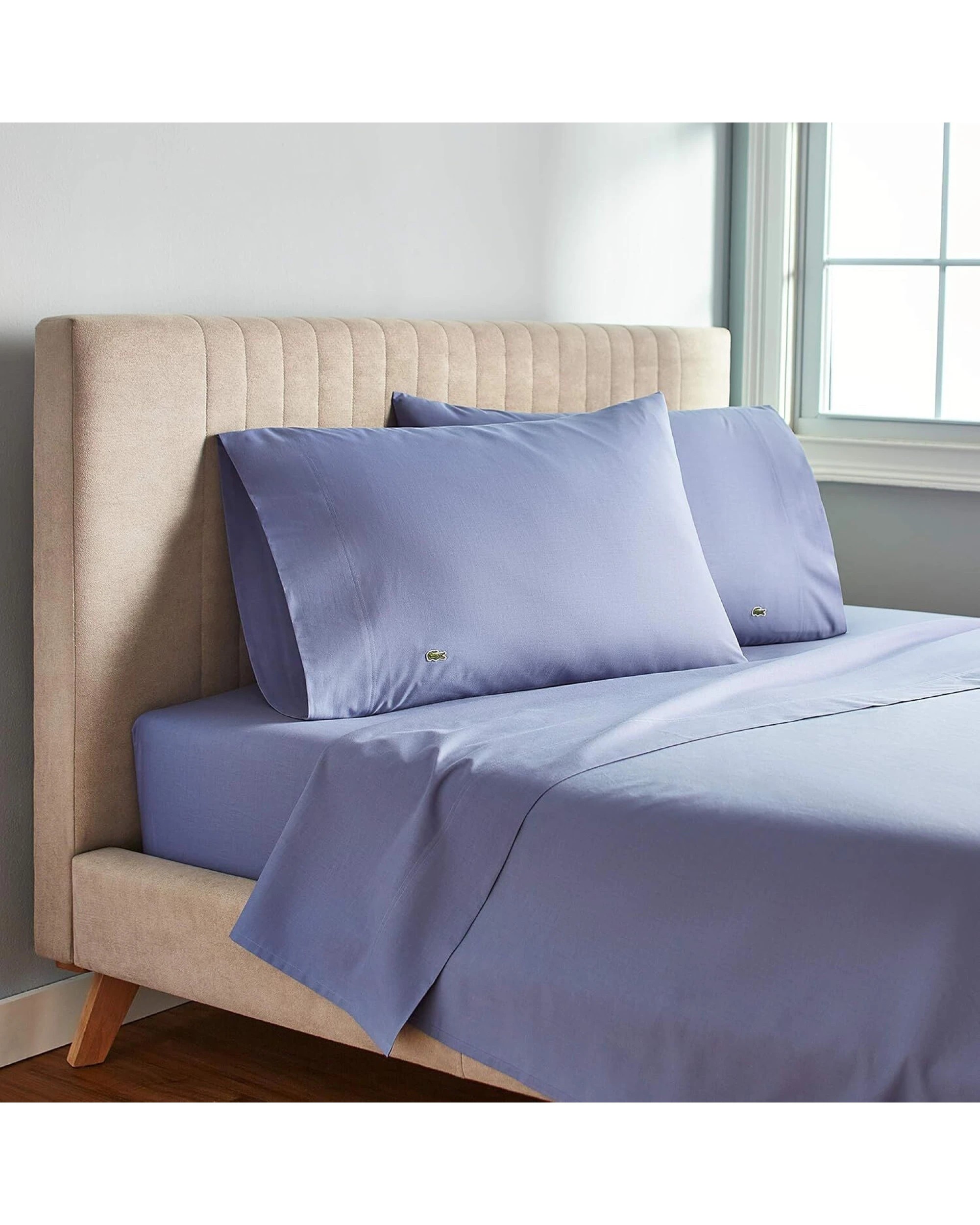 1 Lacoste 4-Piece California King Bed Sheet Set in Slate Blue - King Bed, 1 of 5