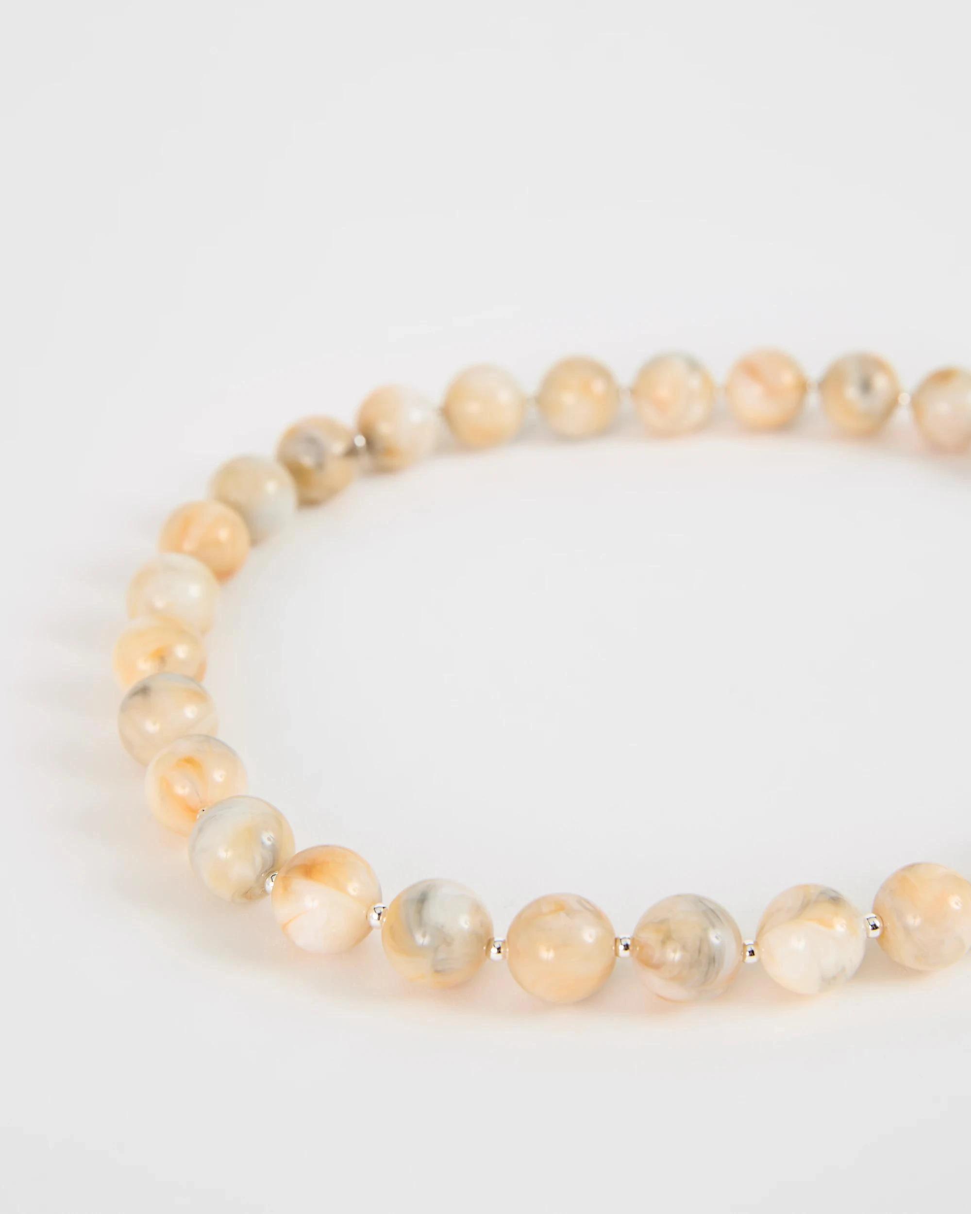 2 Target Woman Large Marbled Beaded Necklace CREAM, 2 of 2