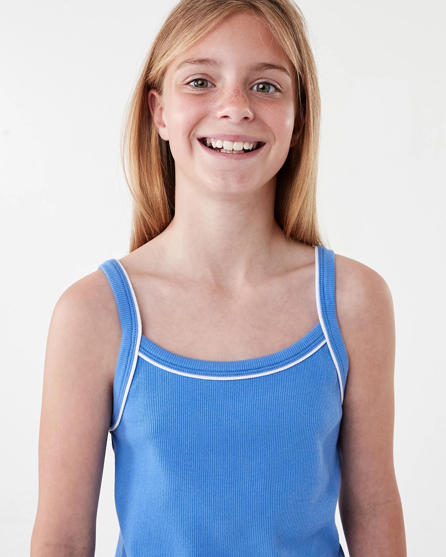 3 Rib Singlet Tank Top Blue Mrna, 3 of 7