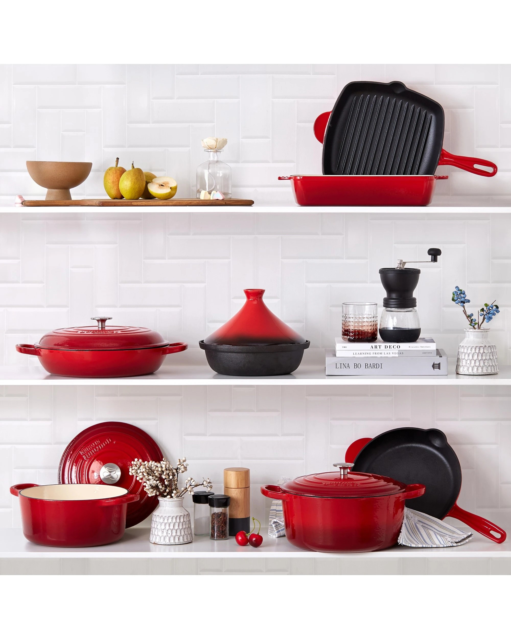 8 Gourmet Kitchen Enamelled Cast Iron Shallow Casserole 30cm - Black Cherry Red, 8 of 8