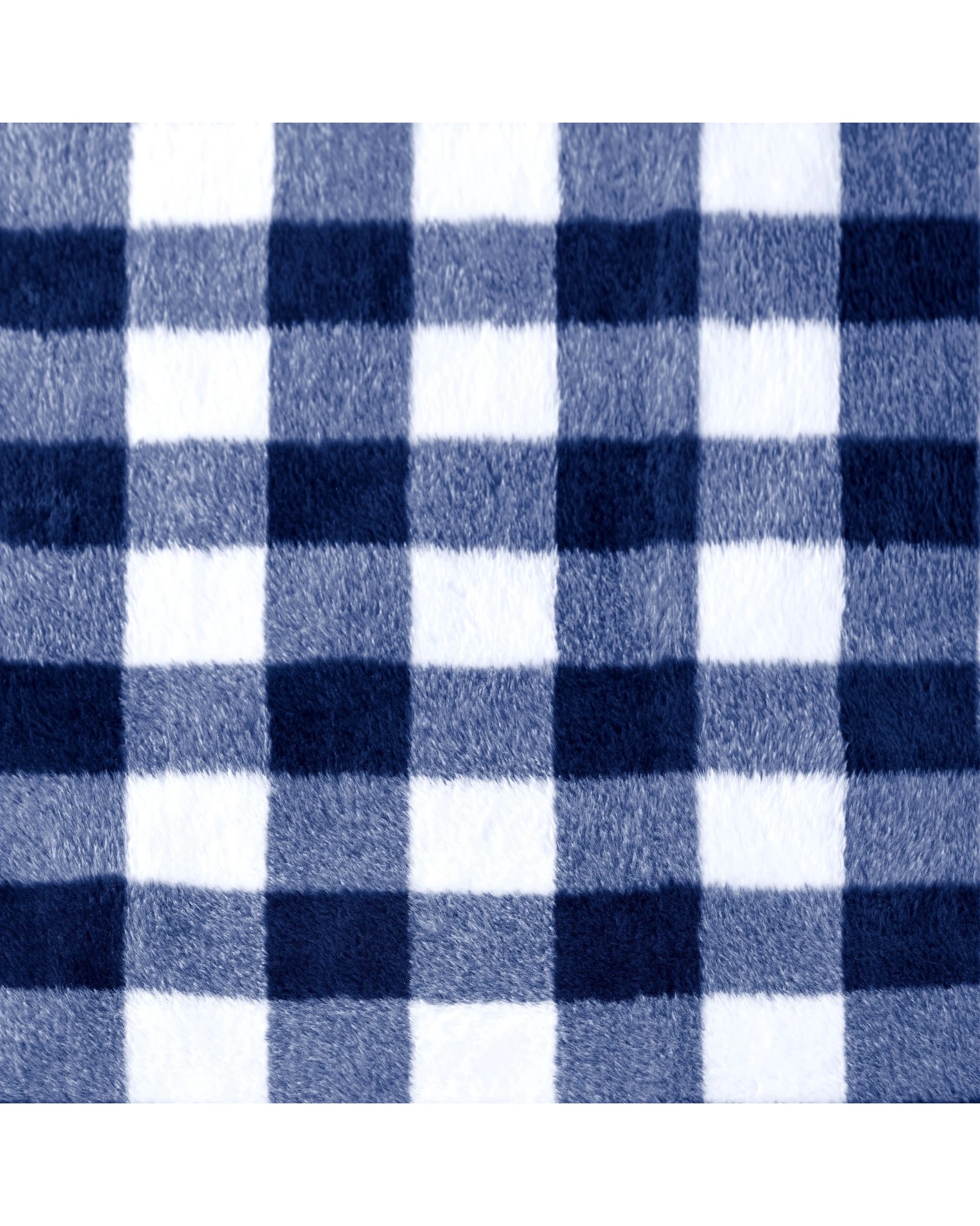 4 Dreamaker Gingham Plush Throw Blanket 130x170cm - Midnight Blue, 4 of 6