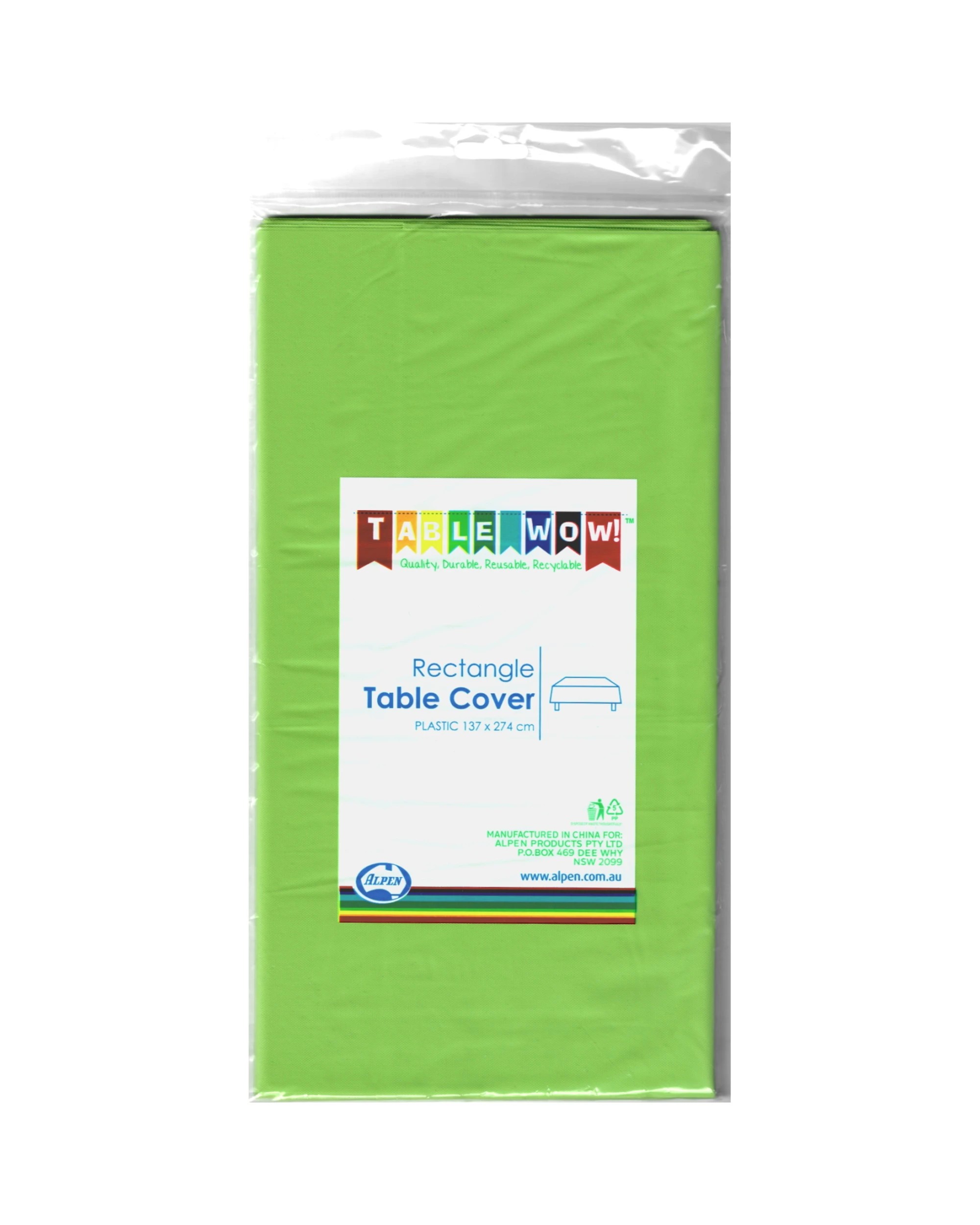 2 Alpen Lime Green Plastic Rectangular Tablecloth - Lime Green, 2 of 2