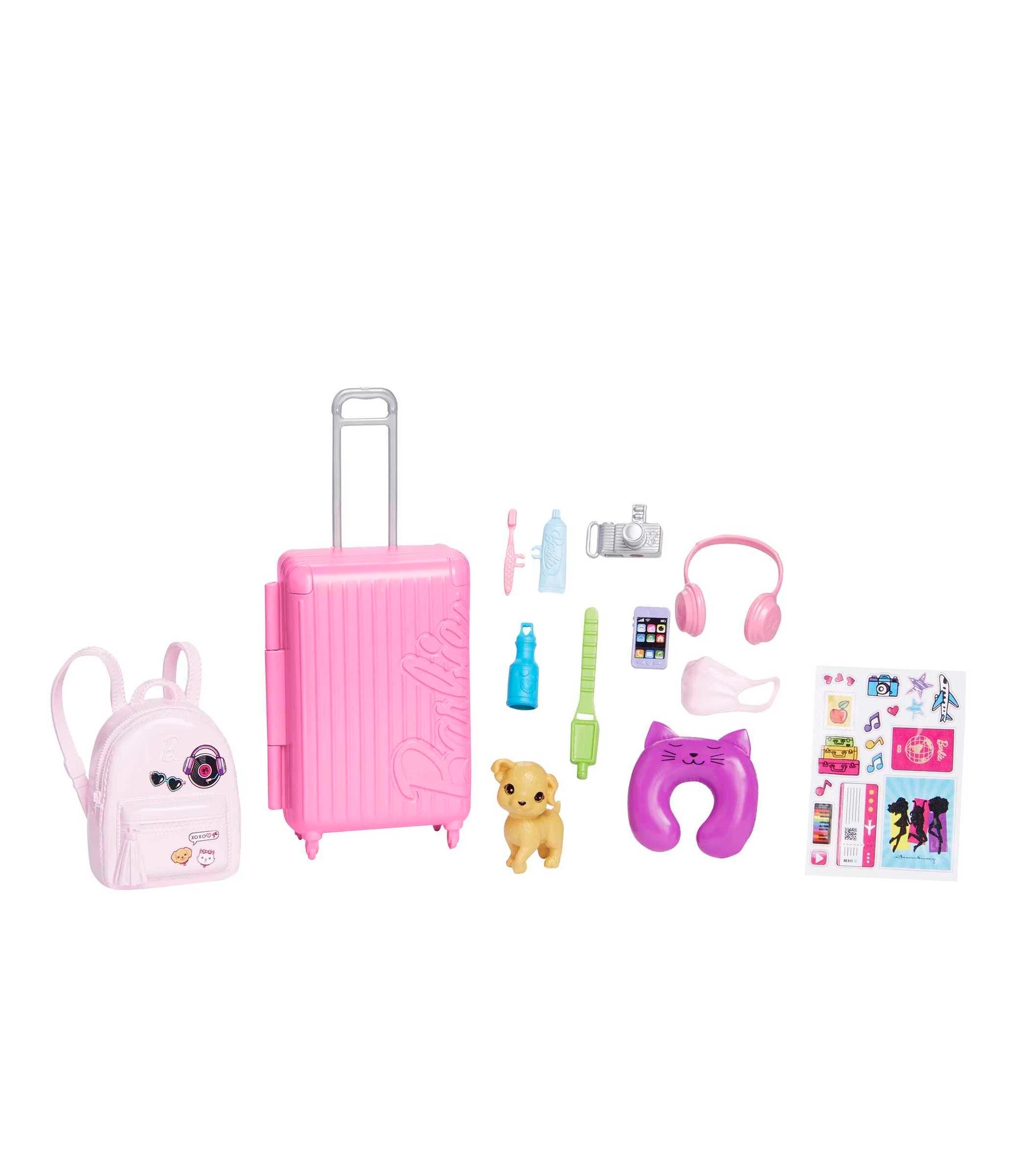 3 Barbie Doll and Accessories - Malibu Travel Set with Puppy - Pink, 3 of 5