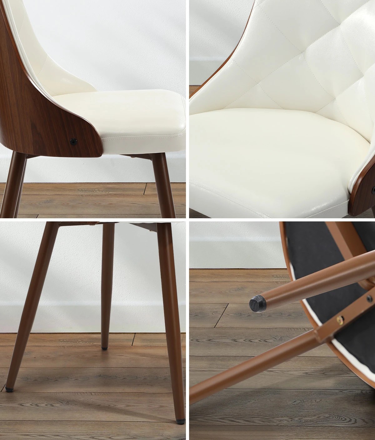 4 Oikiture 2pcs Dining Chairs Kitchen Accent Lounge Pu Leather
 - White, 4 of 10