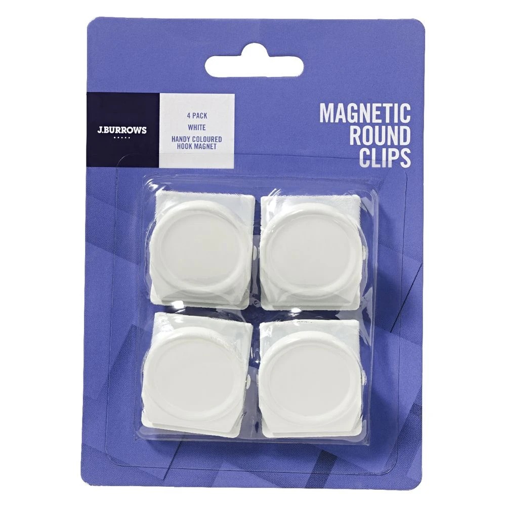 2 J.Burrows Magnetic Clips Round White 4 Pack, 2 of 3