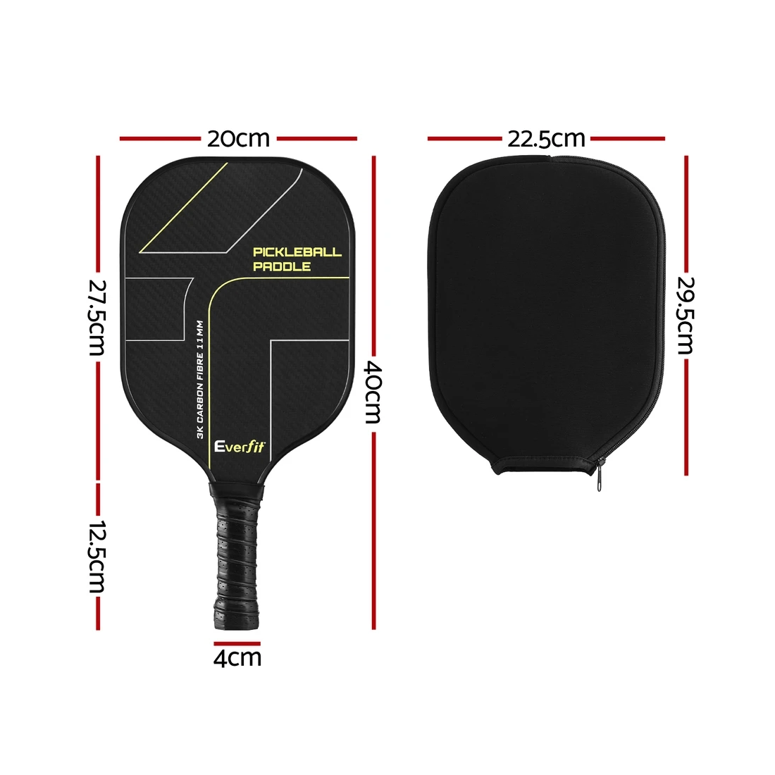 2 Everfit 2PCS Pickleball Paddles Set Outdoor Pickle Balls Rackets with Cover Bag Training - Black, 2 of 2