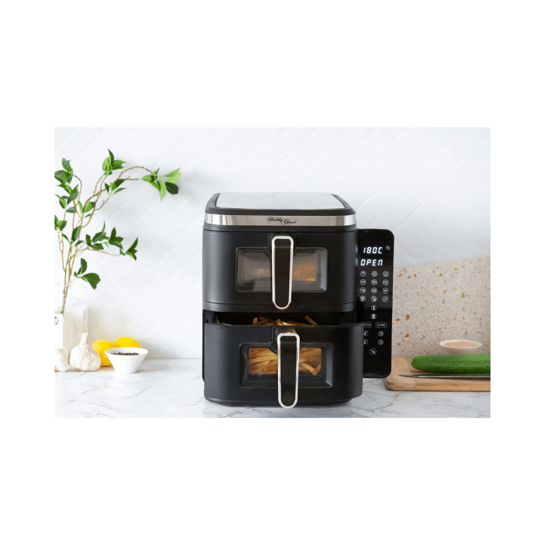 3 Healthy Choice 2400W 11L Double Decker Digital Dual Zone Air Fryer with 2 Cooking Zones & Foldable Screen, 3 of 9