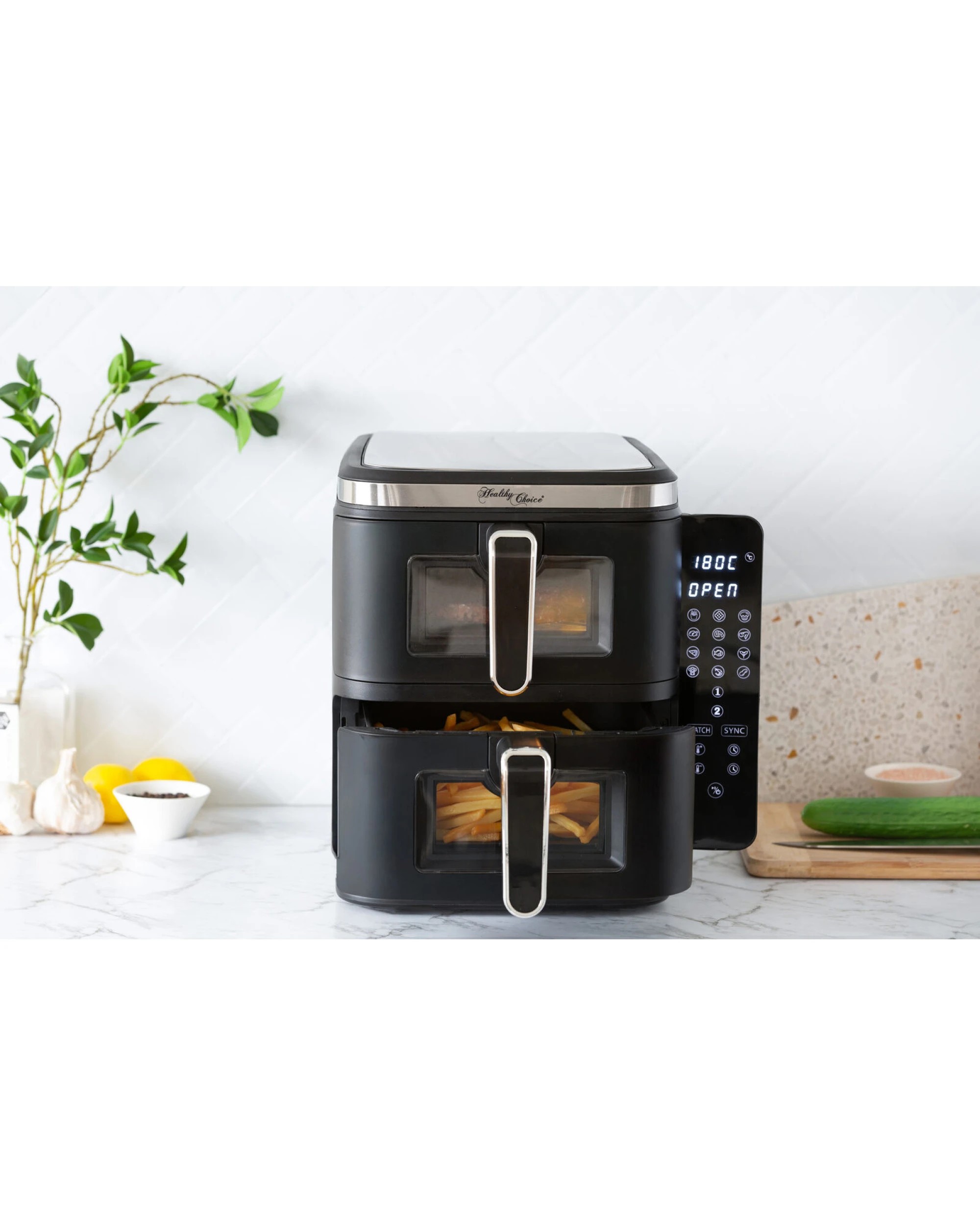 3 Healthy Choice 2400w 11l Double Decker Digital Dual Zone Air Fryer With 2 Cooking Zones & Foldable Screen, 3 of 9