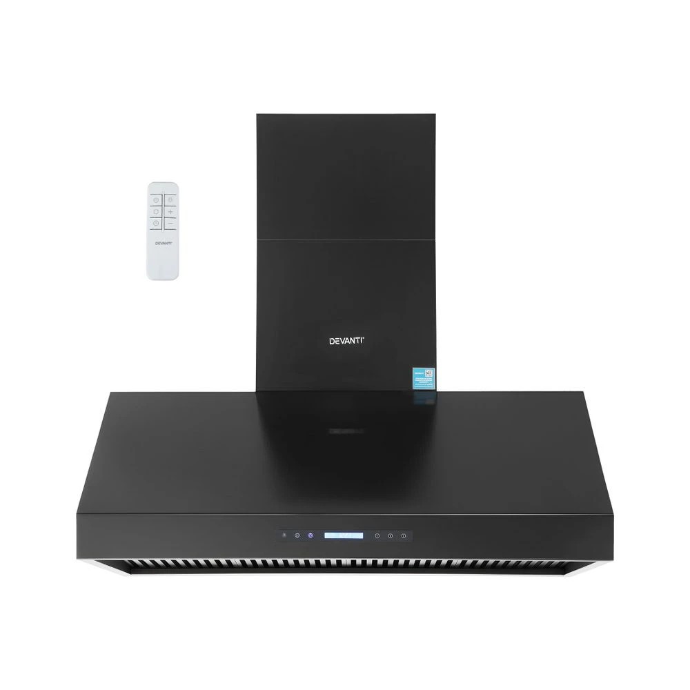 1 Devanti 1200mm Commercial BBQ Range Hood Dual Motor W/ Remote Control - Black, 1 of 7