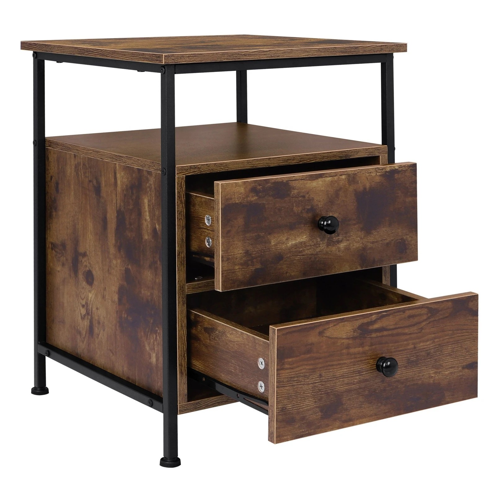 9 Alfordson Bedside Table Retro Wooden Nightstand Vintage Storage Side Cabinet - Brown, 9 of 10
