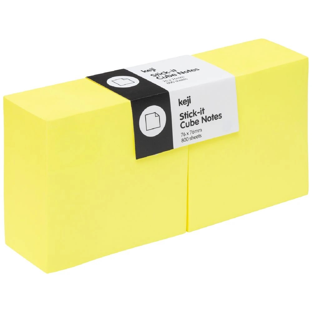 1 Keji Stick-it Cube Notes 76x76mm Neon Yellow 2 Pack, 1 of 3