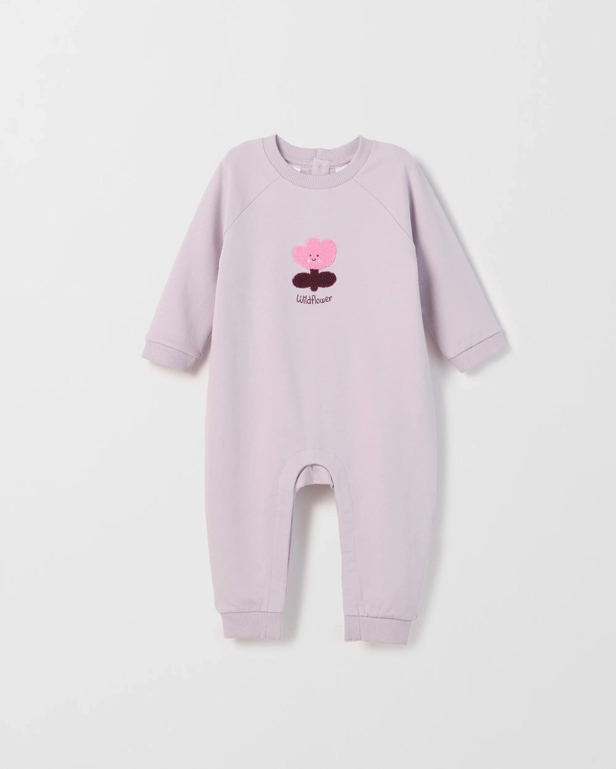 1 Target Baby Baby Organic Cotton Fleece Romper FLOWER THISTLE, 1 of 3