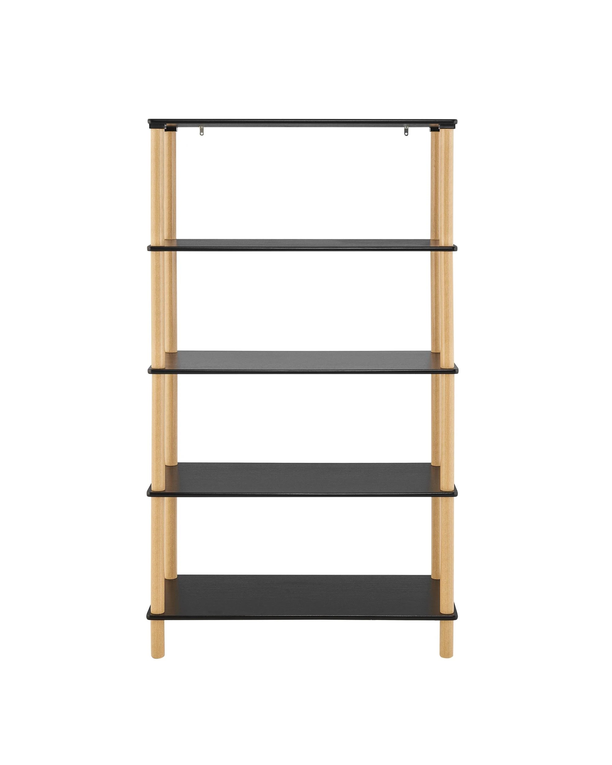 4 Kodu Open Shelf Unit Shelving Display Rectangular 5 Levels Black and Oak, 4 of 10