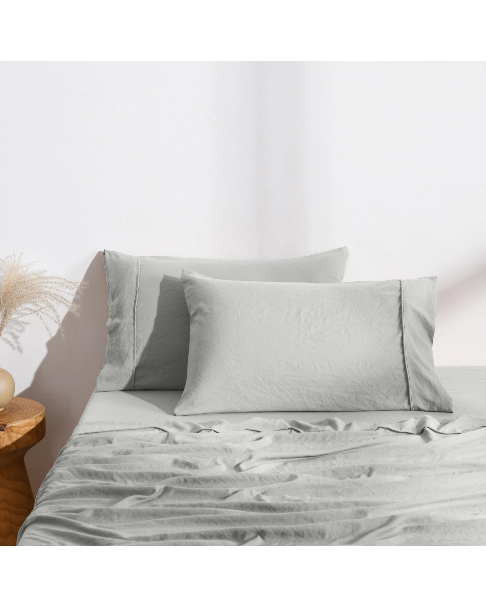 1 Dreamaker Superfine Washed Microfibre Standard Pillowcase Twin Pack - Dove Grey, 1 of 5