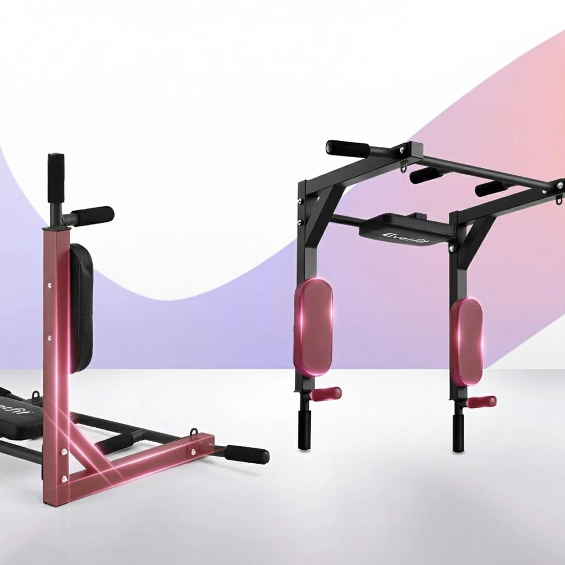 5 Everfit Pull Up Bar Dip Station Multi Gym 150kg - Black, 5 of 6