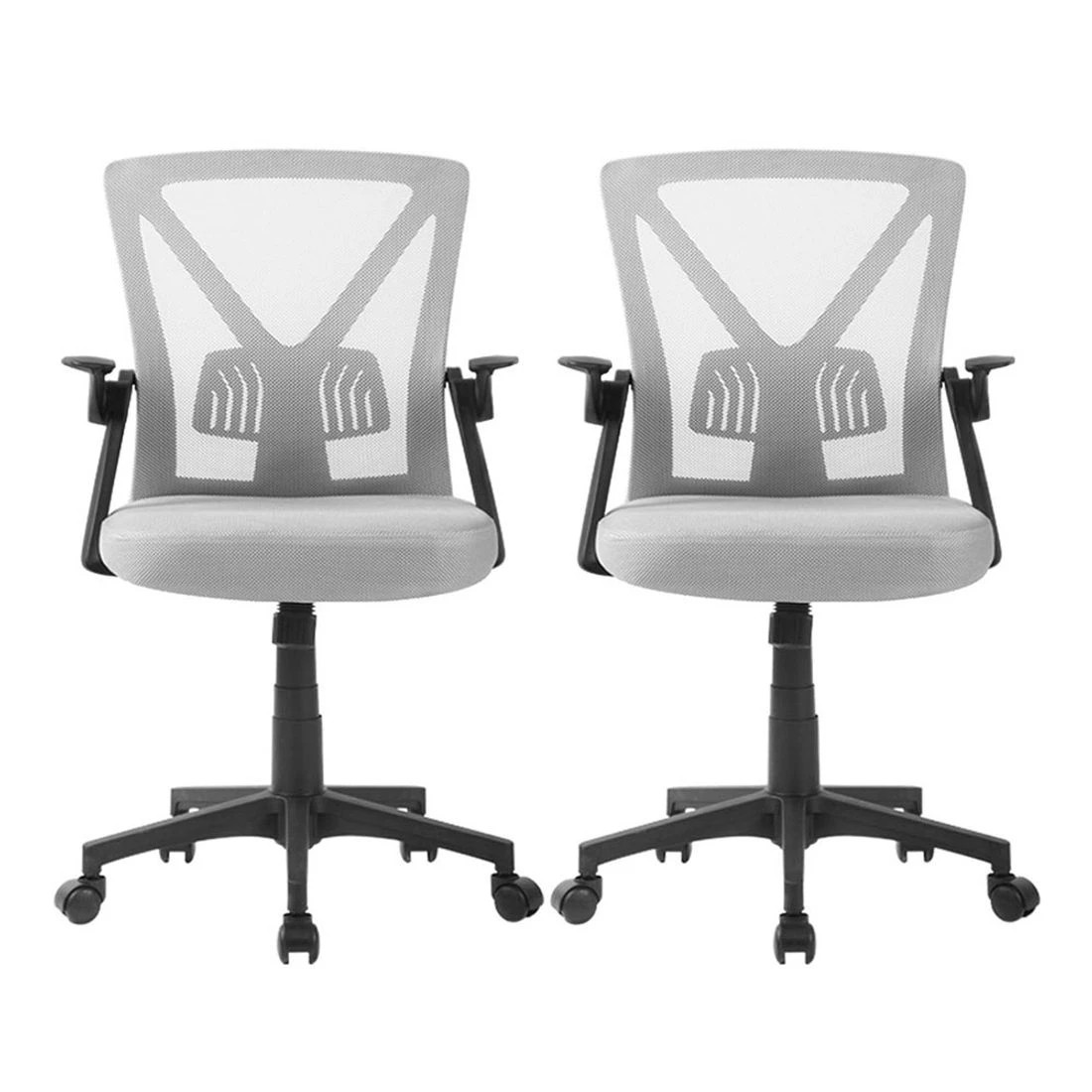 3 Artiss 2x Mesh Office Chair Mid Back - Grey, 3 of 6