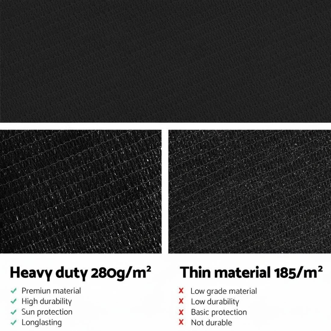 5 Instahut Shade Sail 5x7m Rectangle 280GSM 98%  Shade - Black, 5 of 7