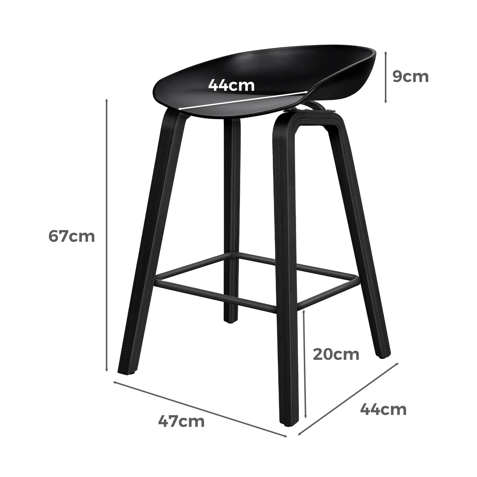 5 Alfordson 4x Kitchen Bar Stools Counter Wooden Chairs - Black, 5 of 8